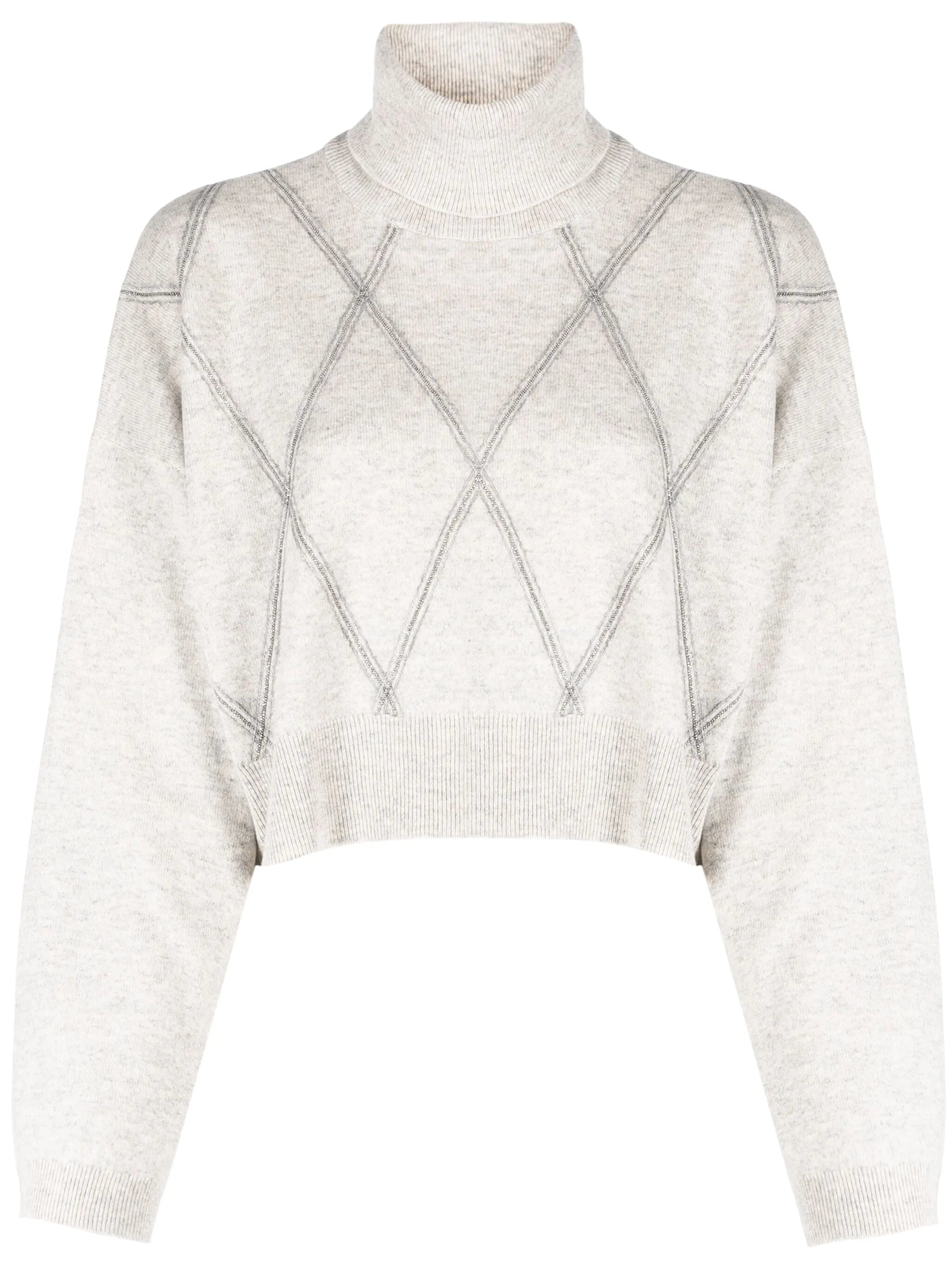 bead-detailing wool-blend jumper
