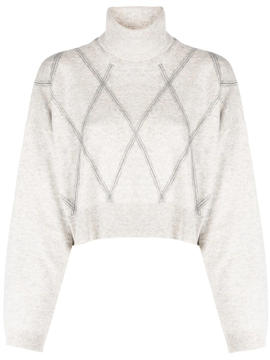 bead-detailing wool-blend jumper