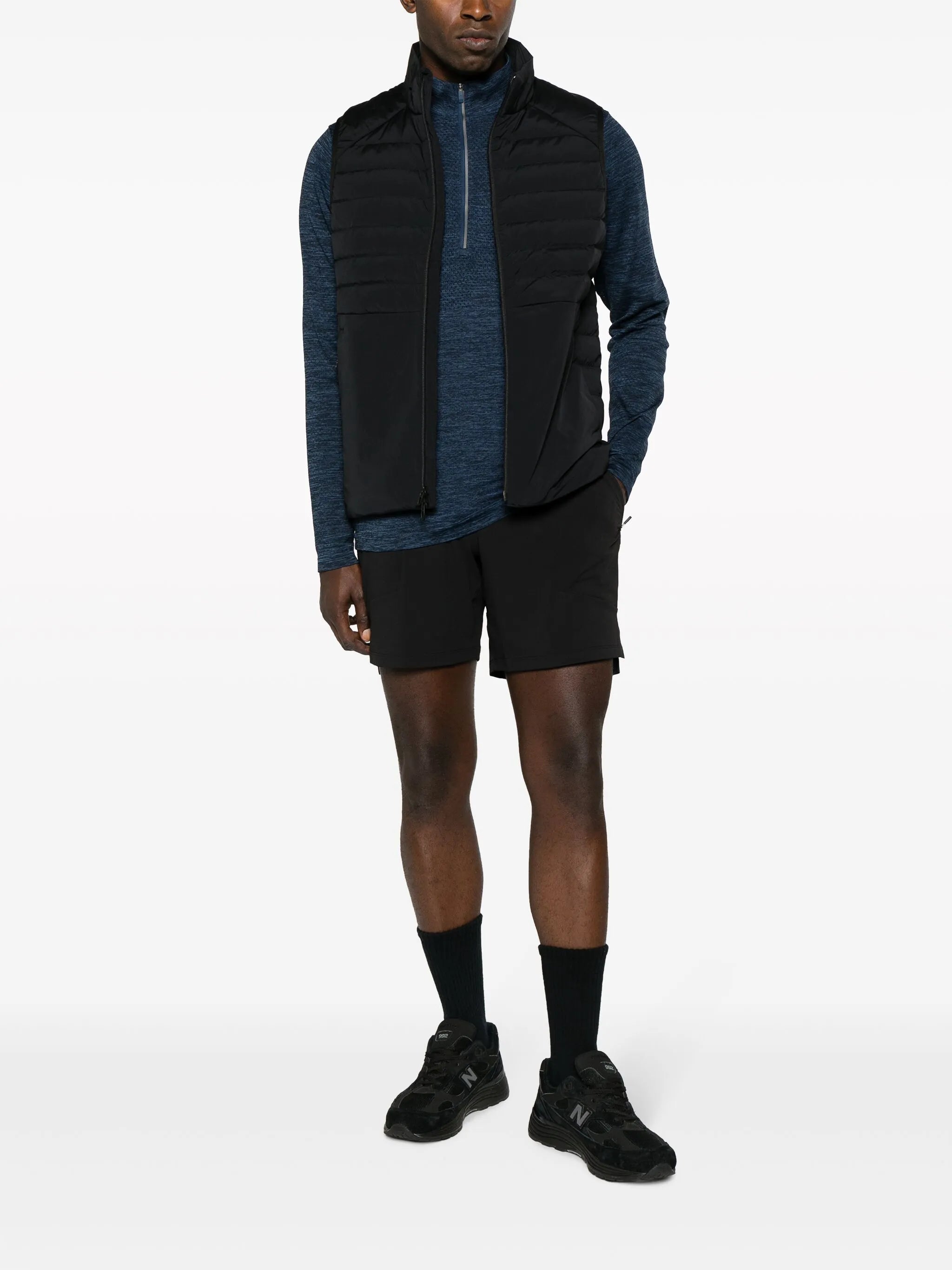 perforated-detail half-zip sweatshirt