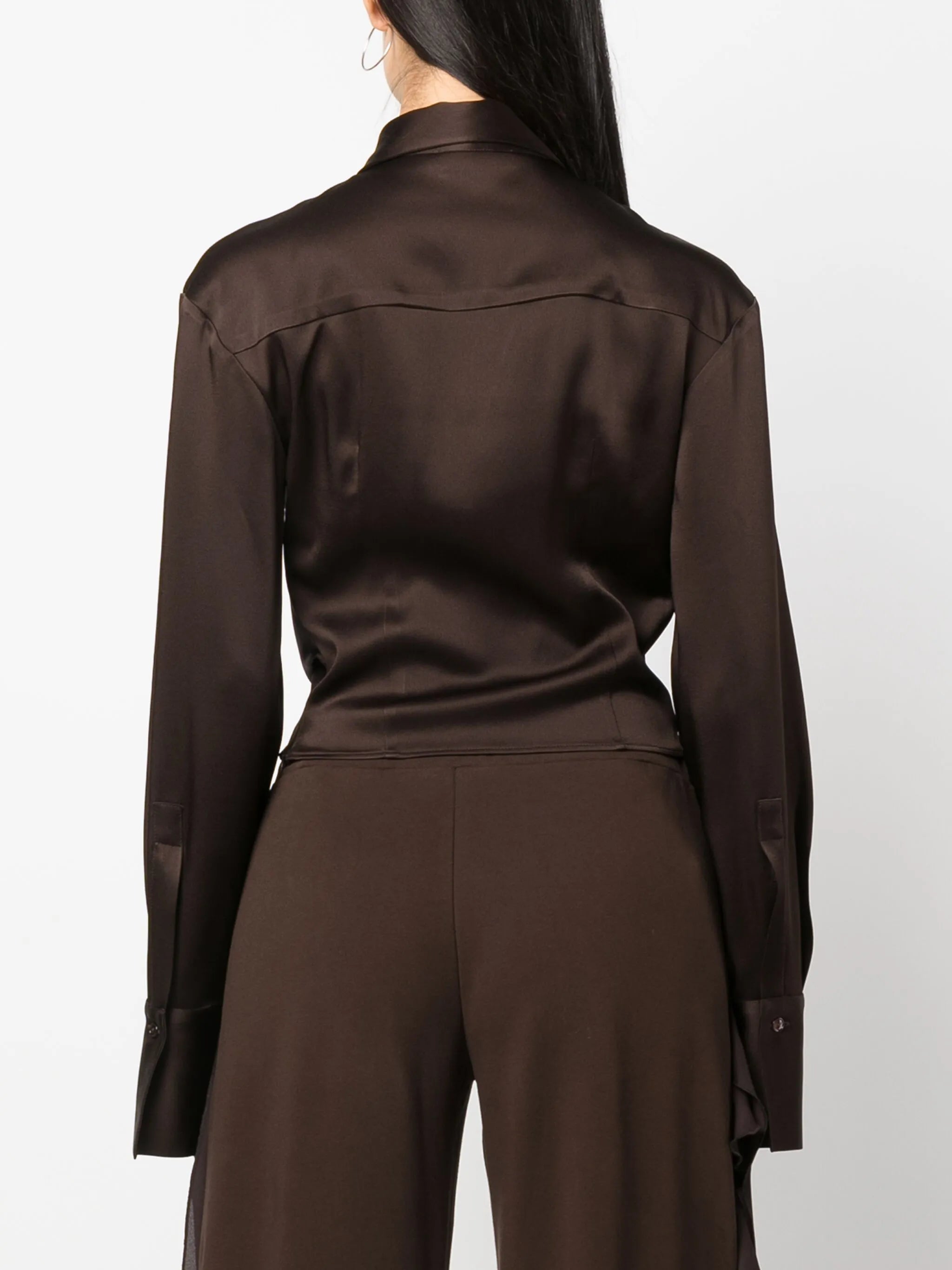 satin buttoned cropped shirt