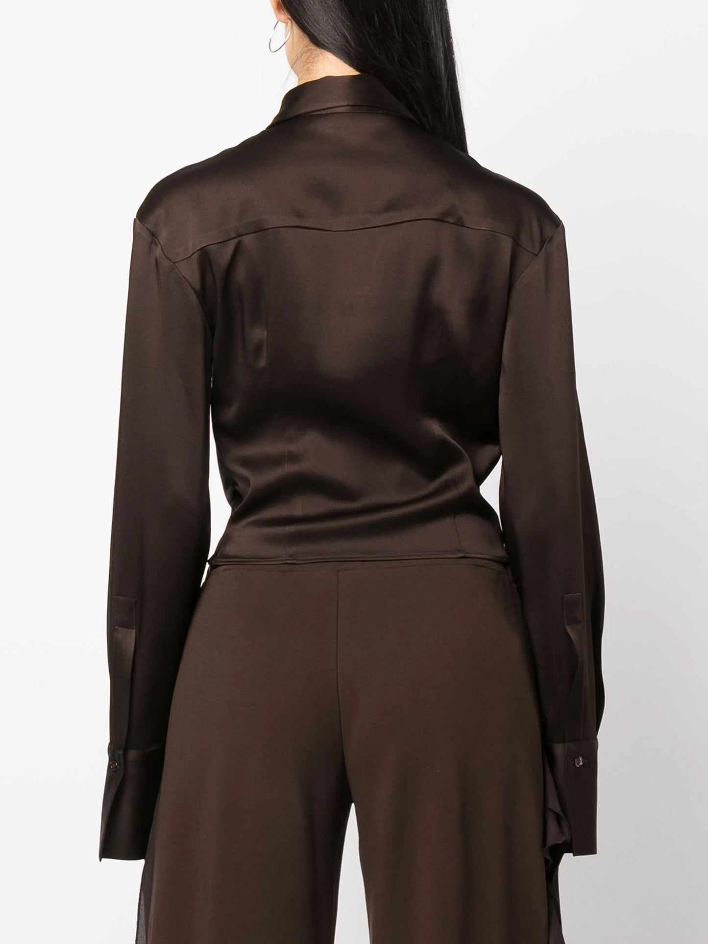 satin buttoned cropped shirt