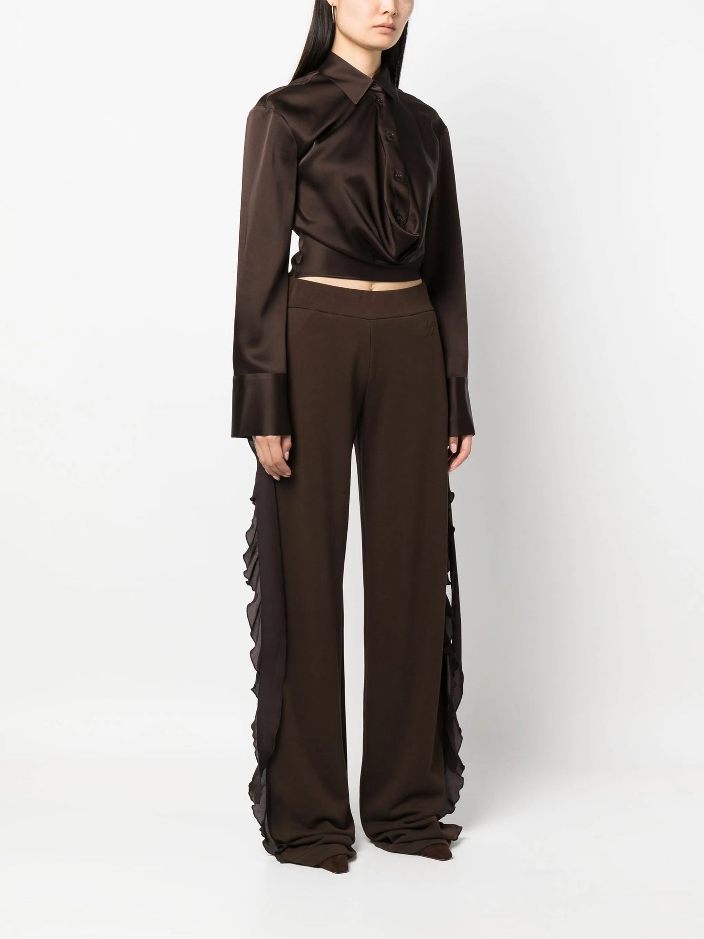 satin buttoned cropped shirt