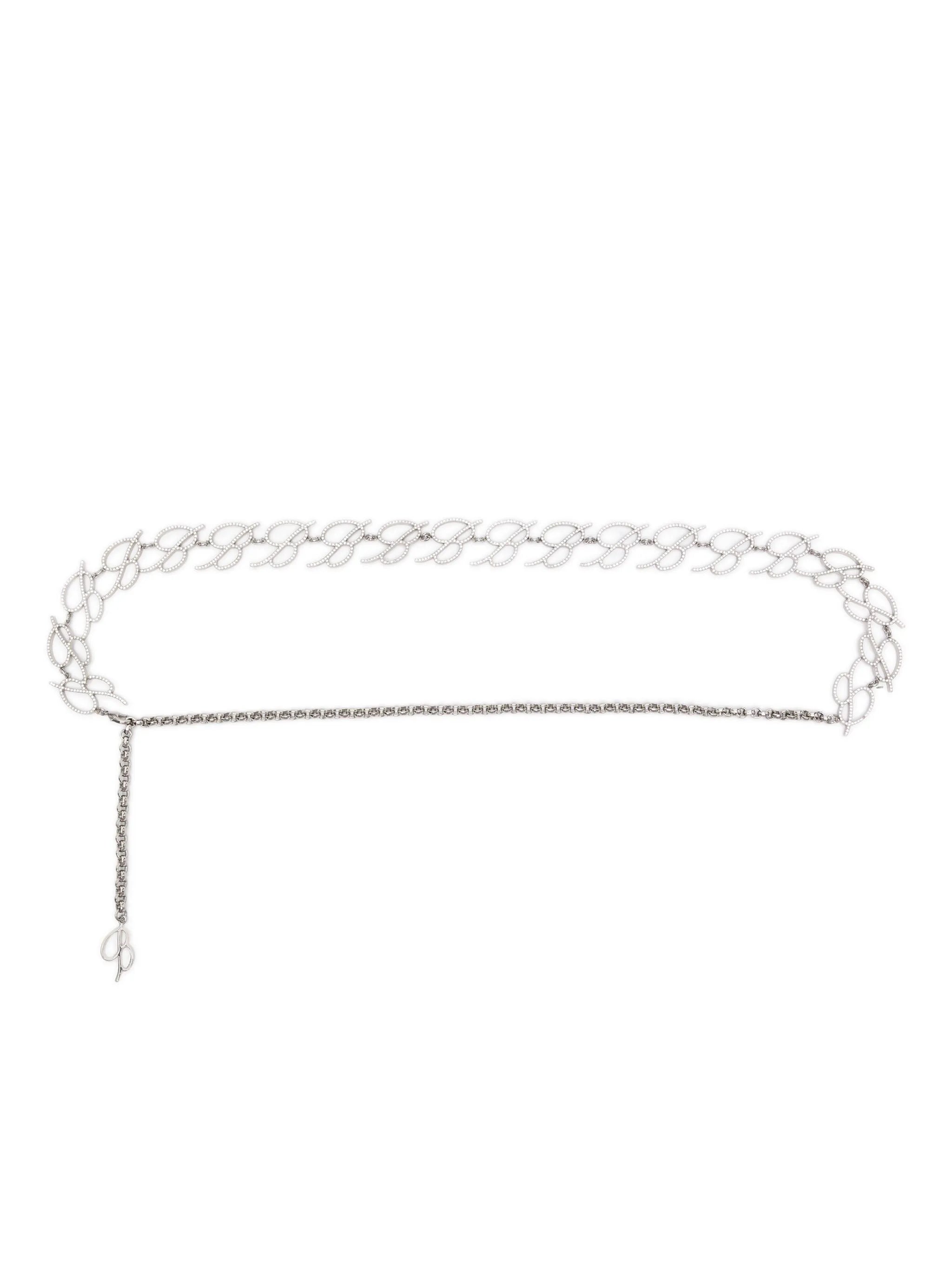 rhinestone-embellished logo-chain belt