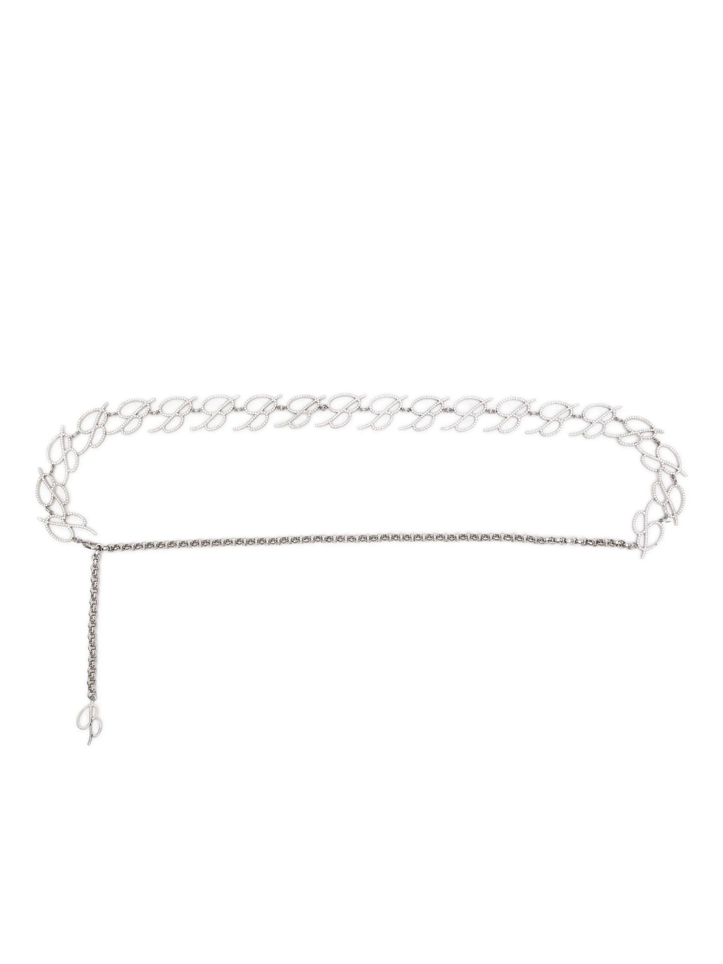 rhinestone-embellished logo-chain belt
