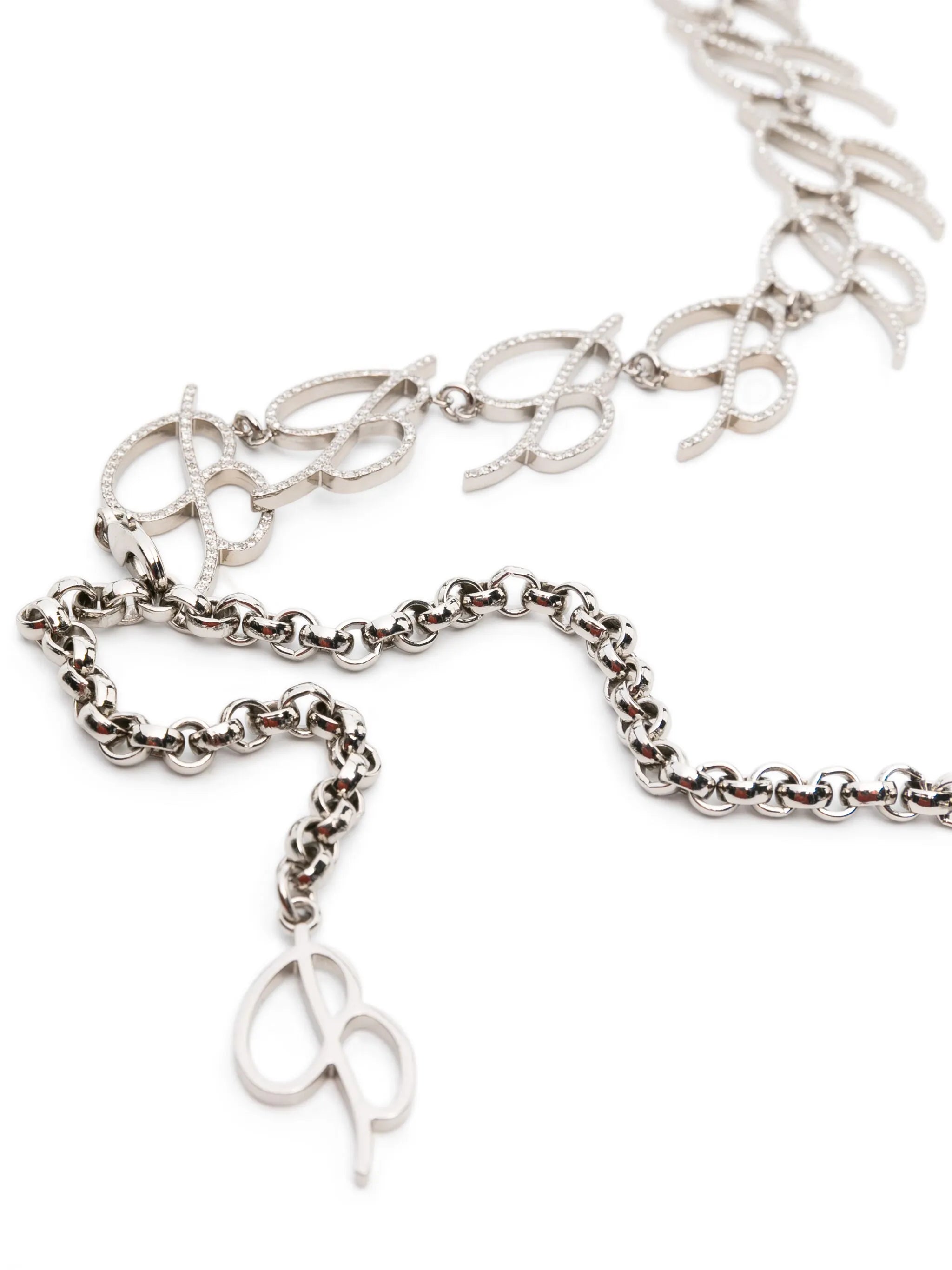 rhinestone-embellished logo-chain belt