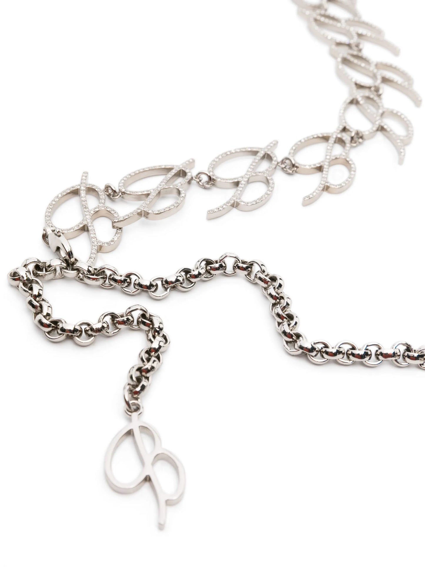 rhinestone-embellished logo-chain belt