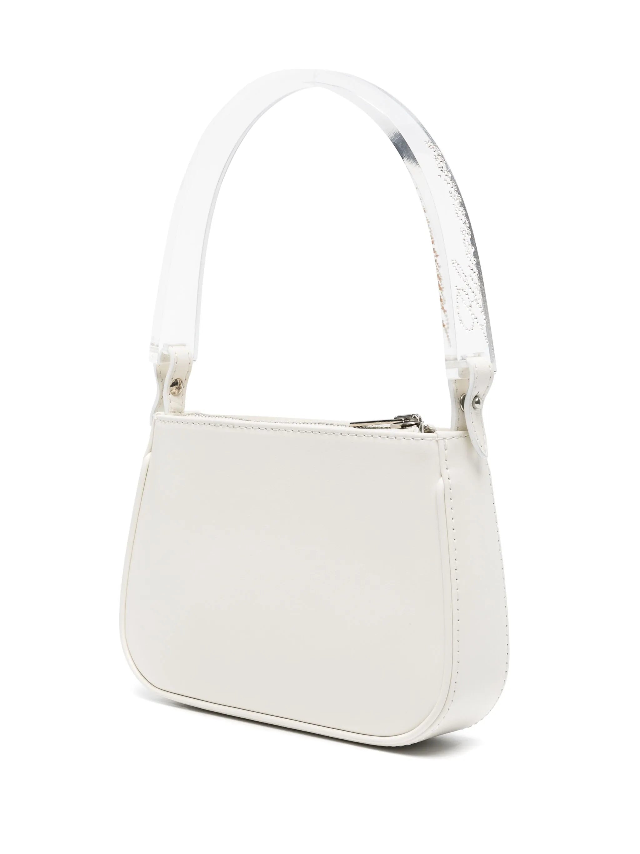 transparent-handle leather tote bag