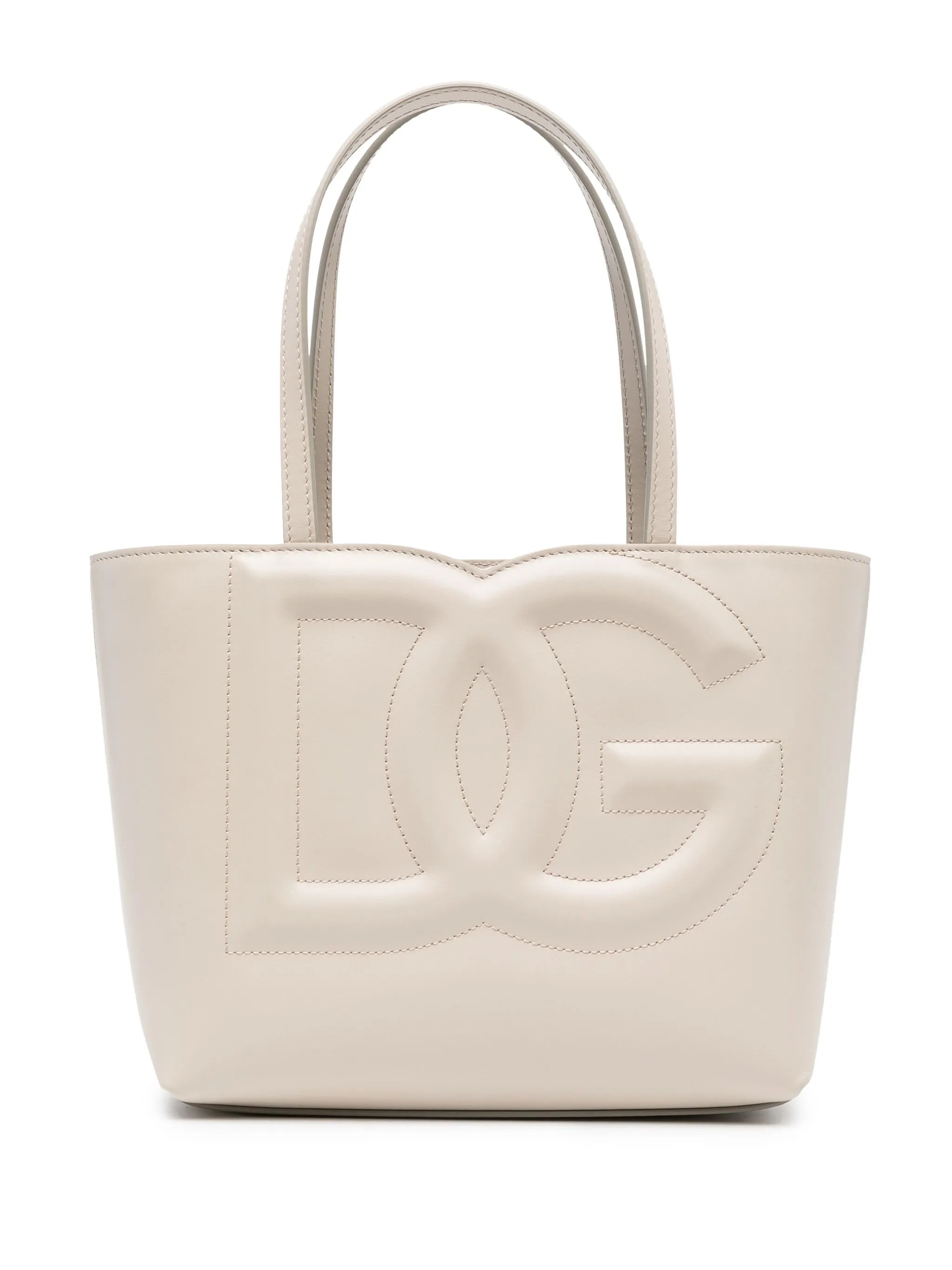 small DG logo leather tote bag