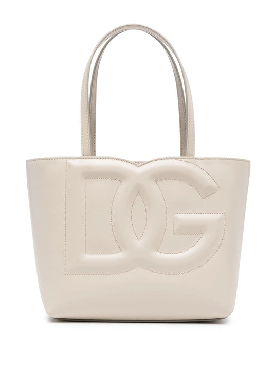 small DG logo leather tote bag