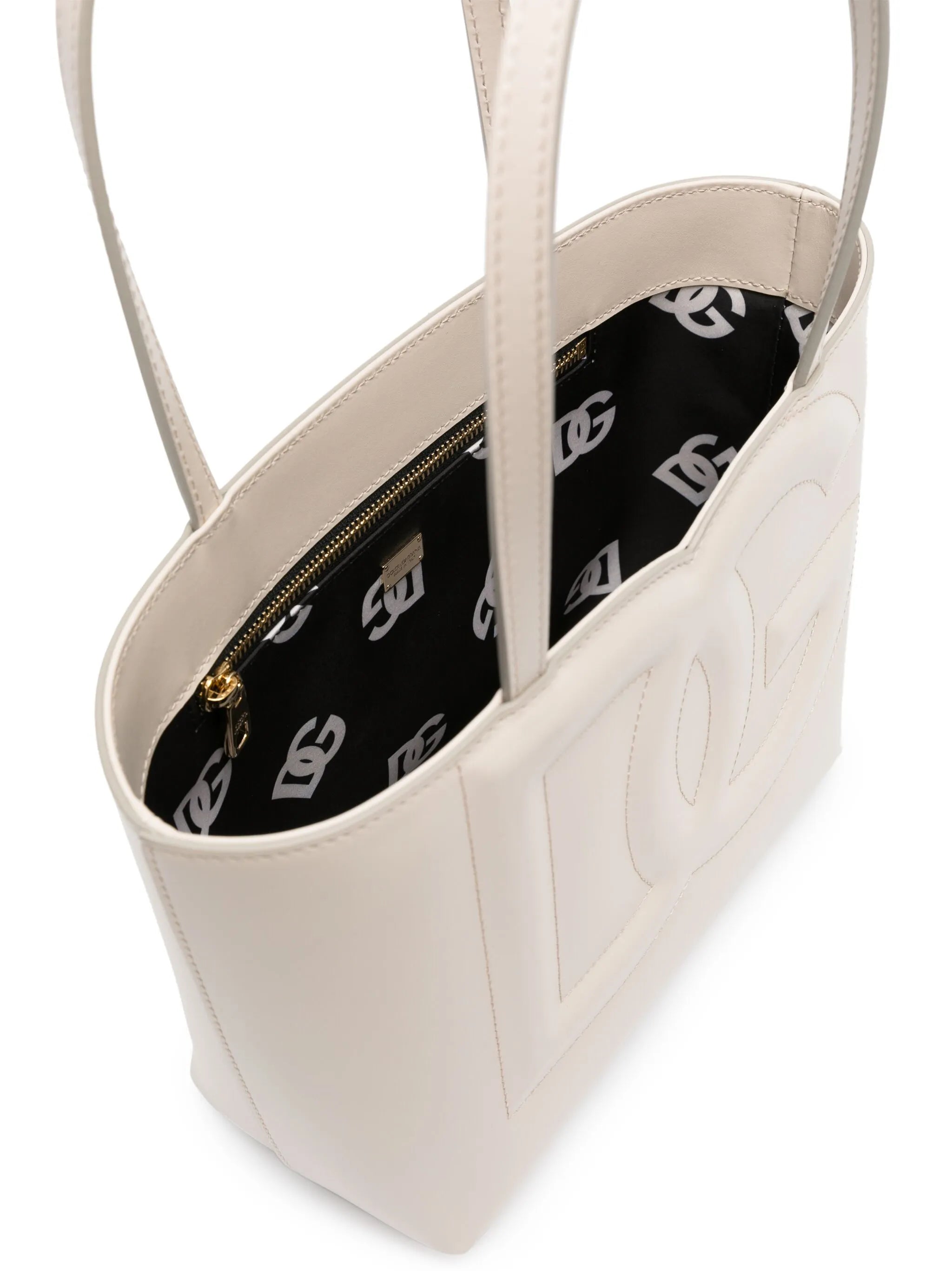 small DG logo leather tote bag