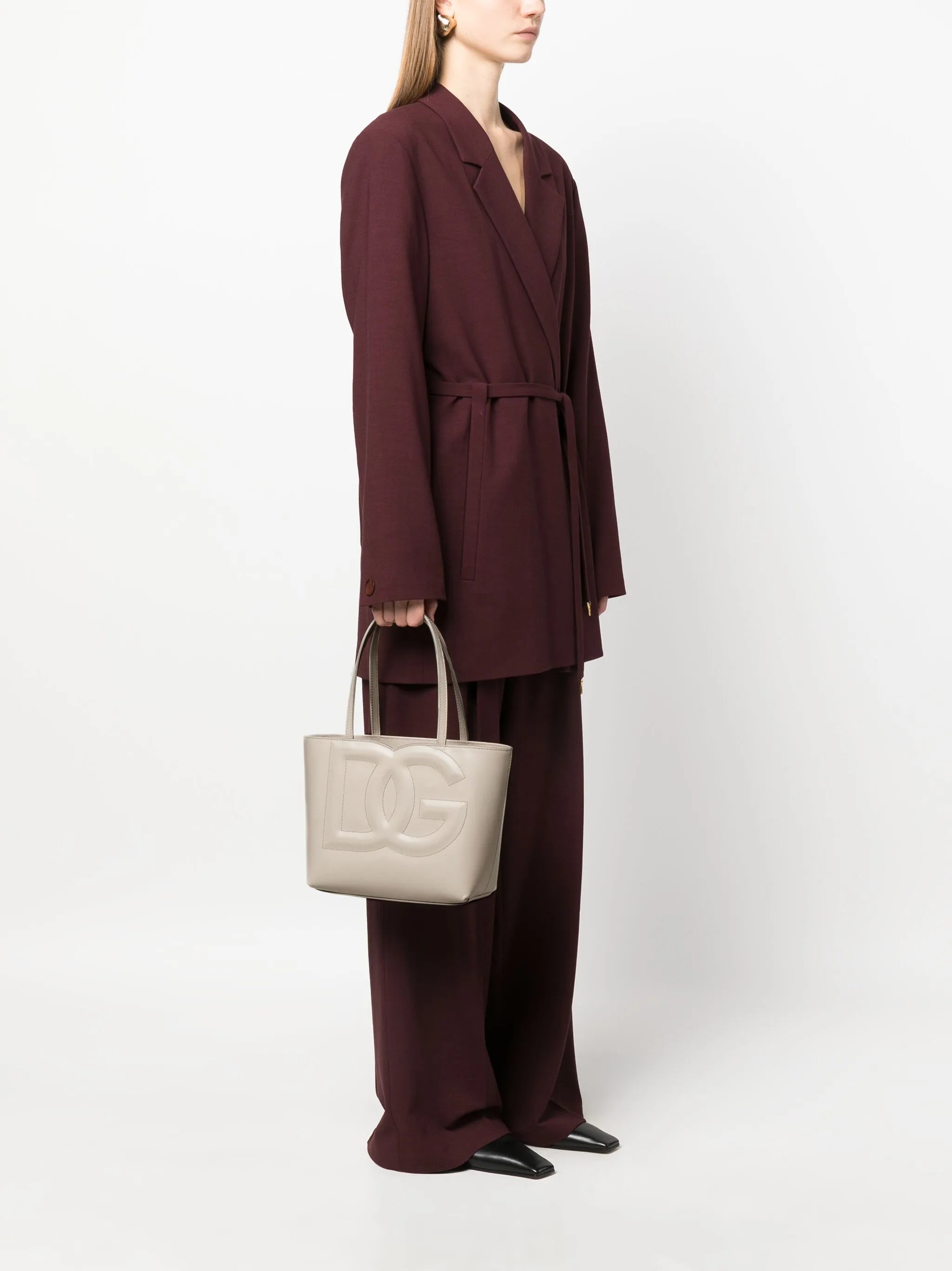 small DG logo leather tote bag