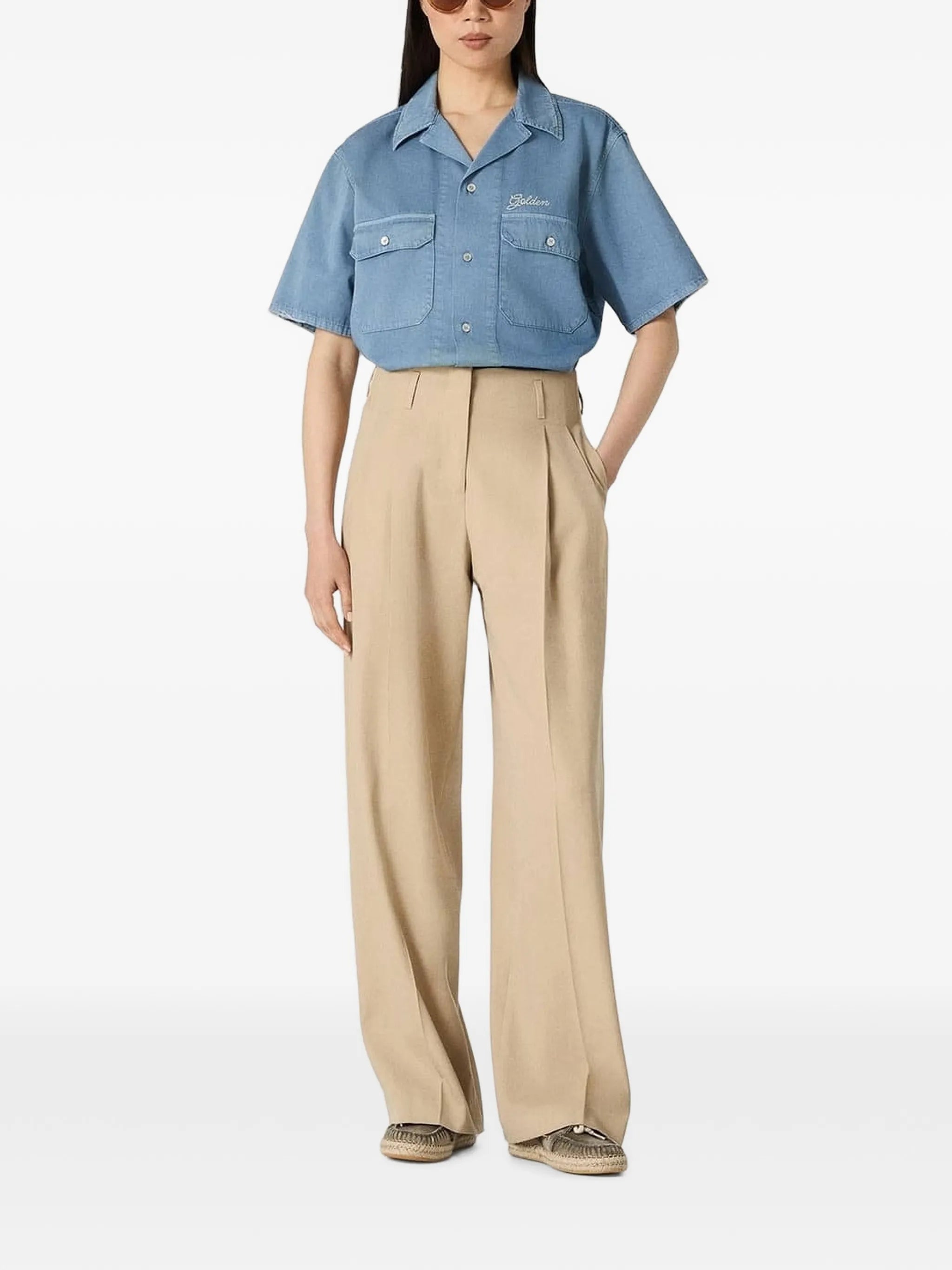 high-waisted wide-leg trousers