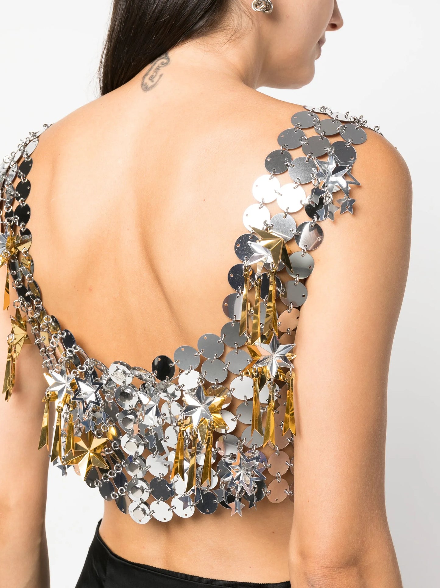 star-pendants mirrored-discs crop top