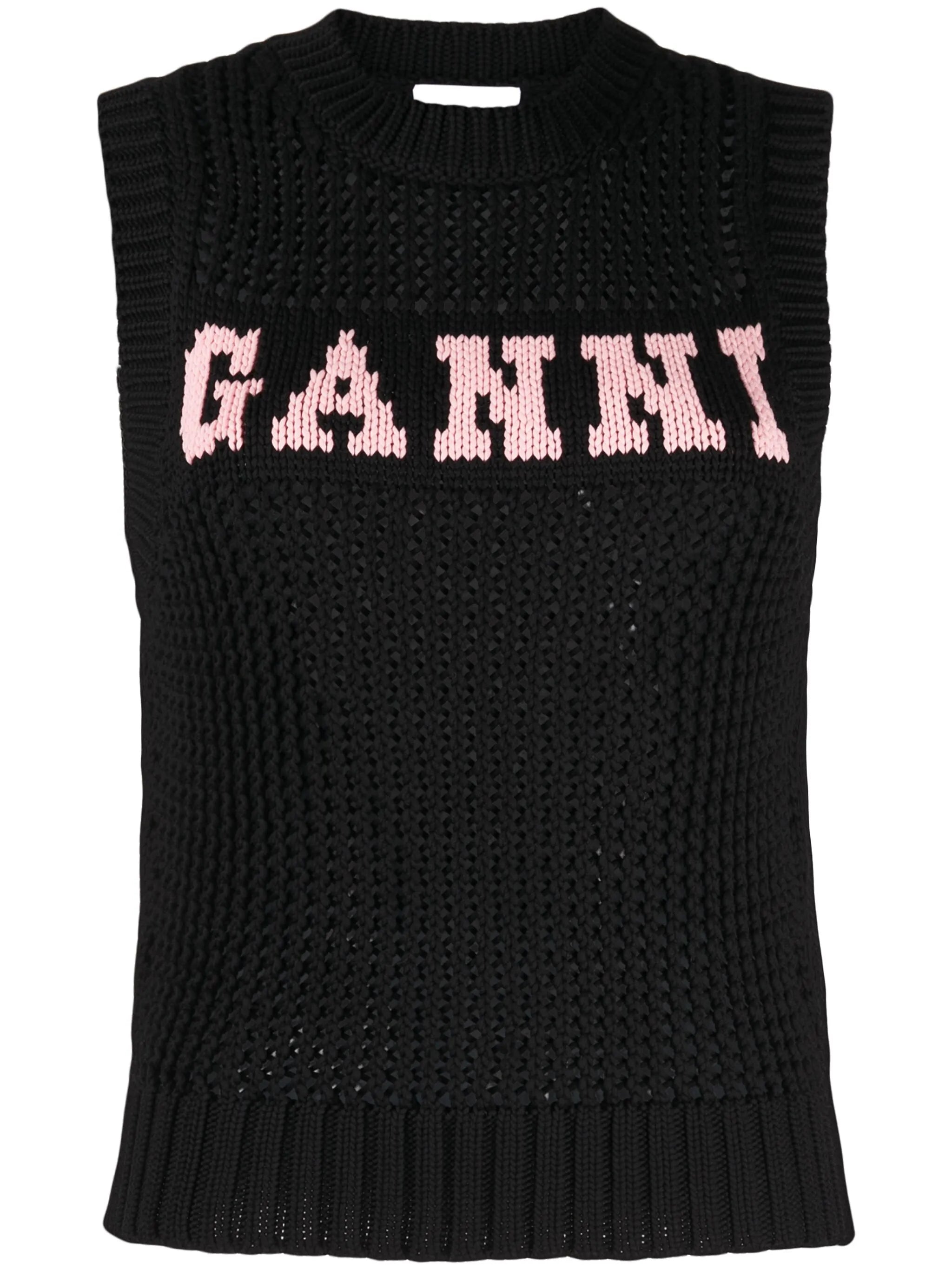 logo intarsia-knit round-neck top