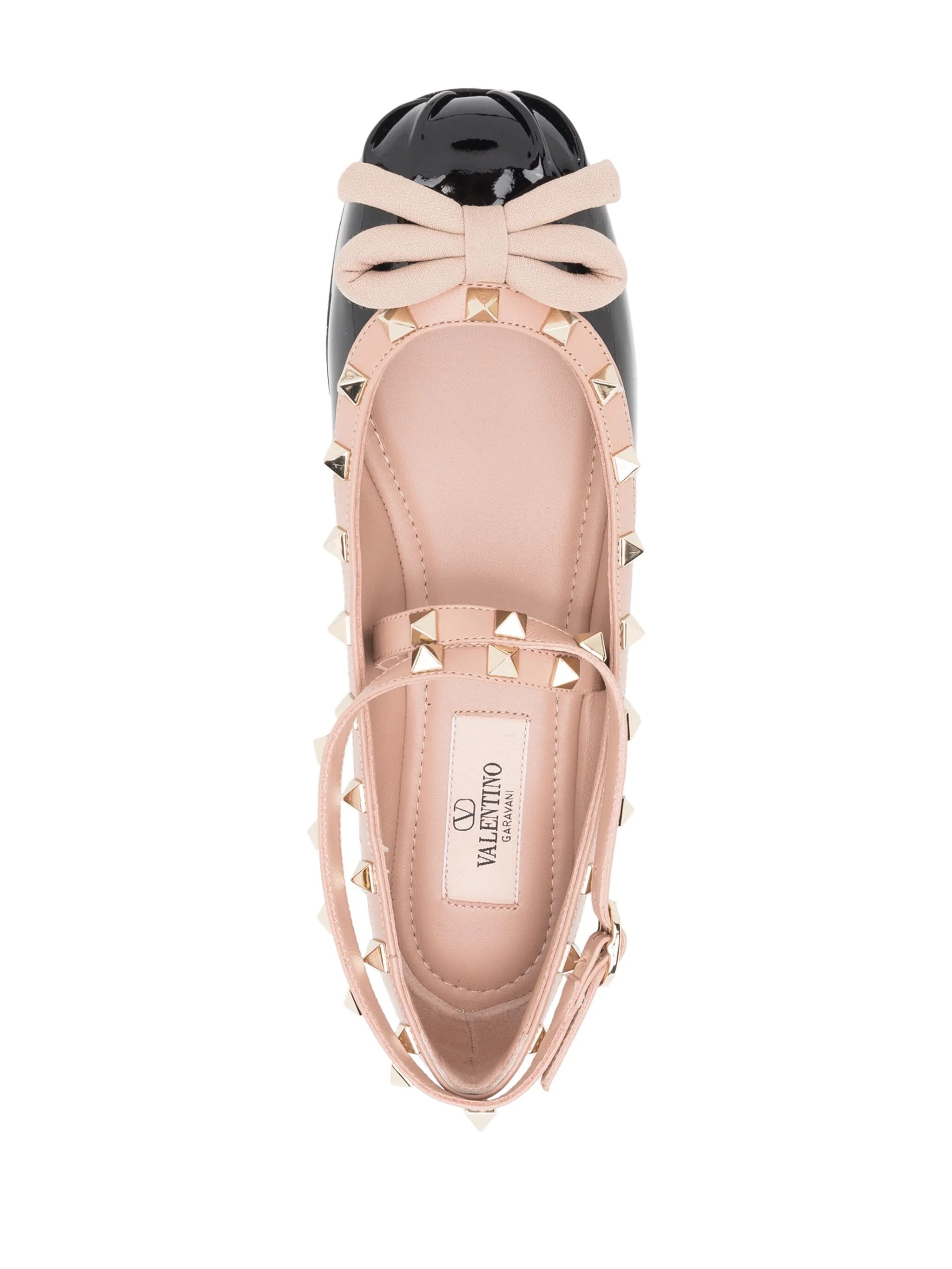 Rockstud paten leather ballerina