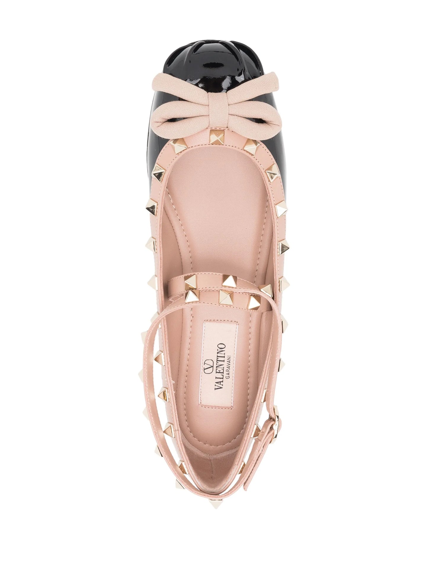 Rockstud paten leather ballerina