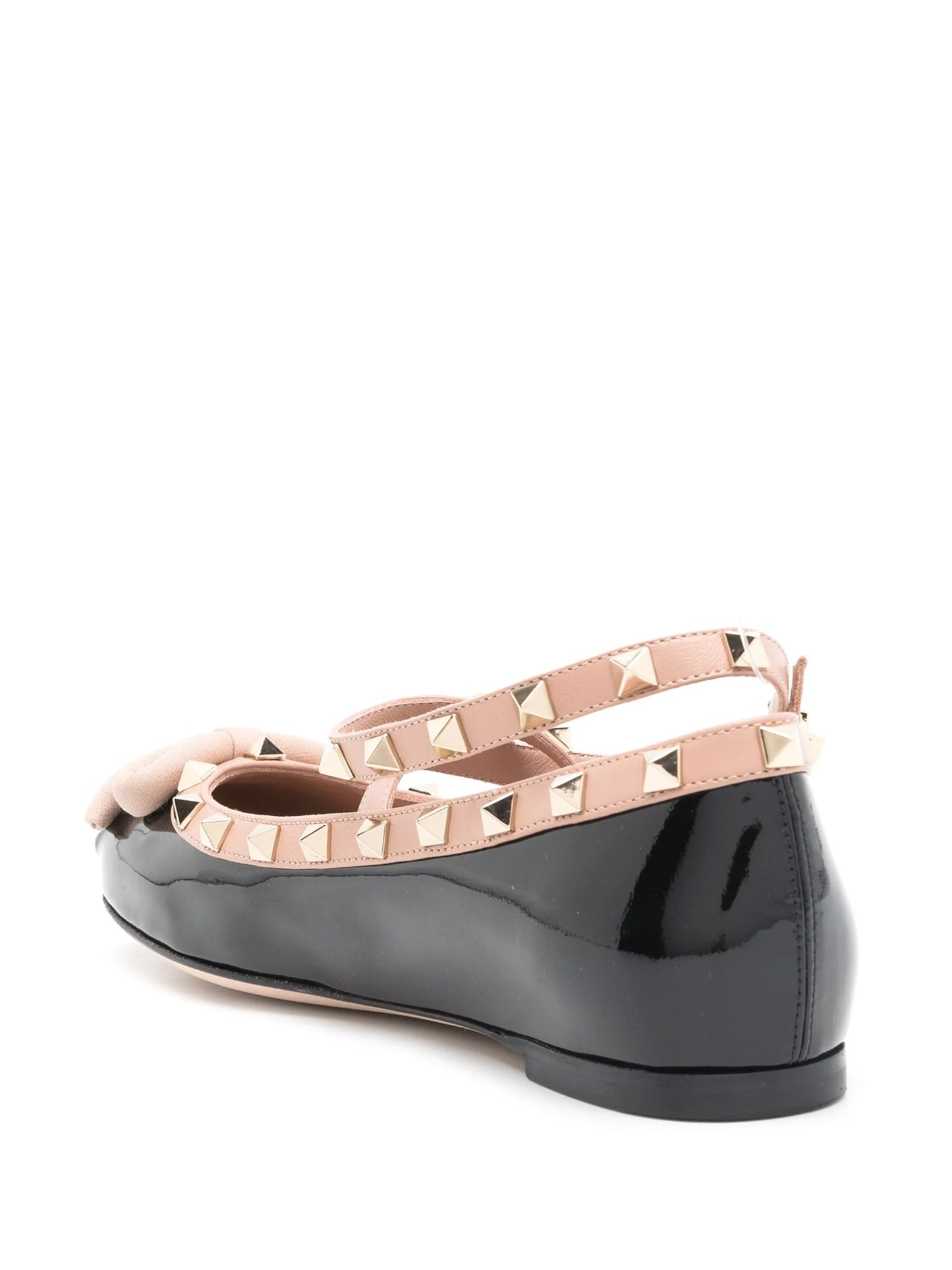 Rockstud paten leather ballerina