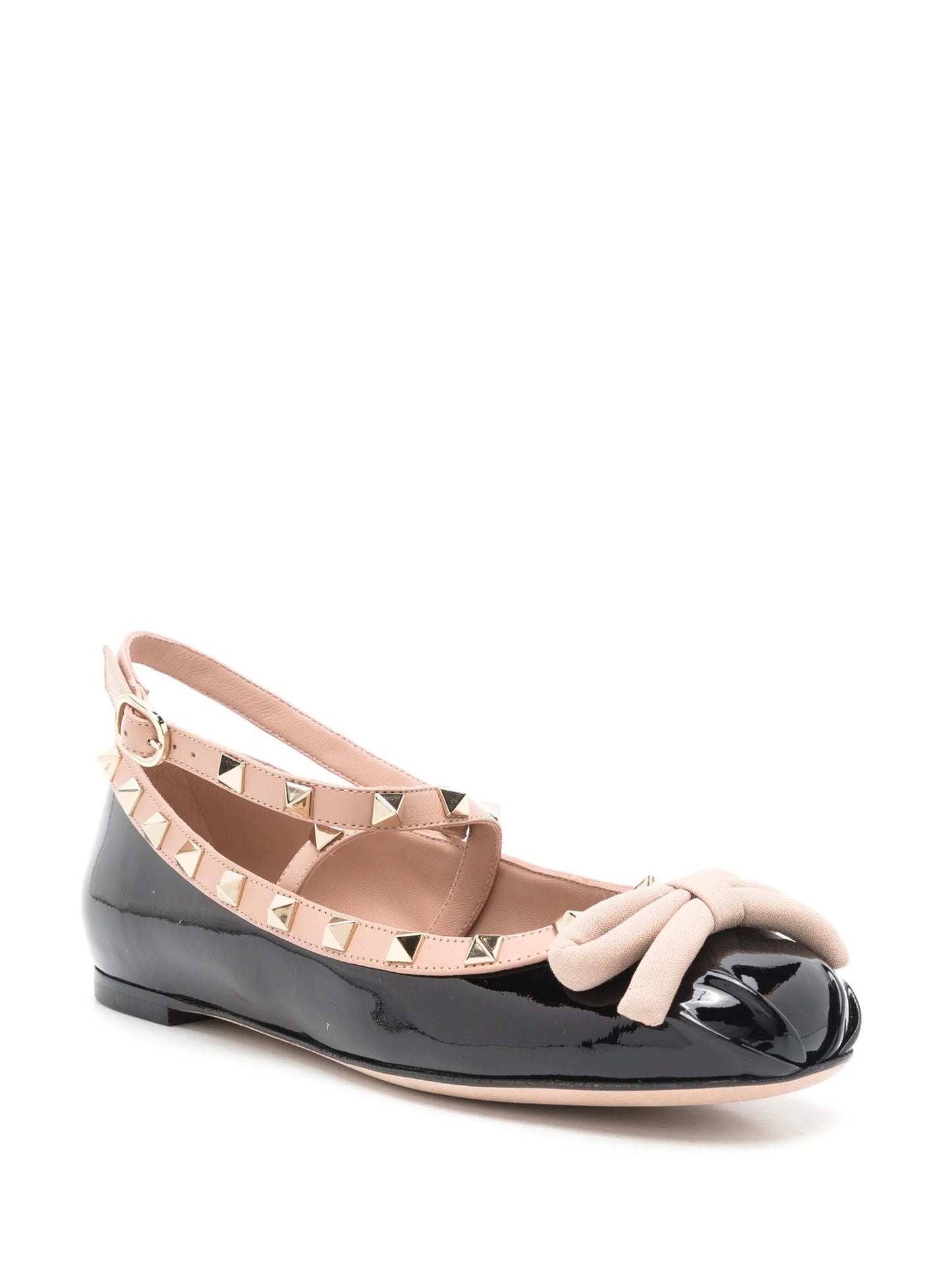 Rockstud paten leather ballerina