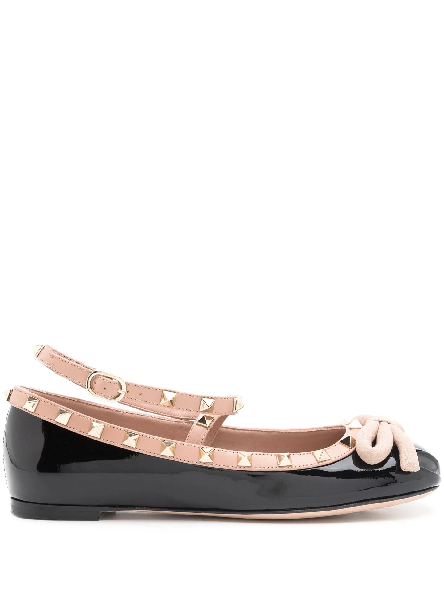 Rockstud paten leather ballerina