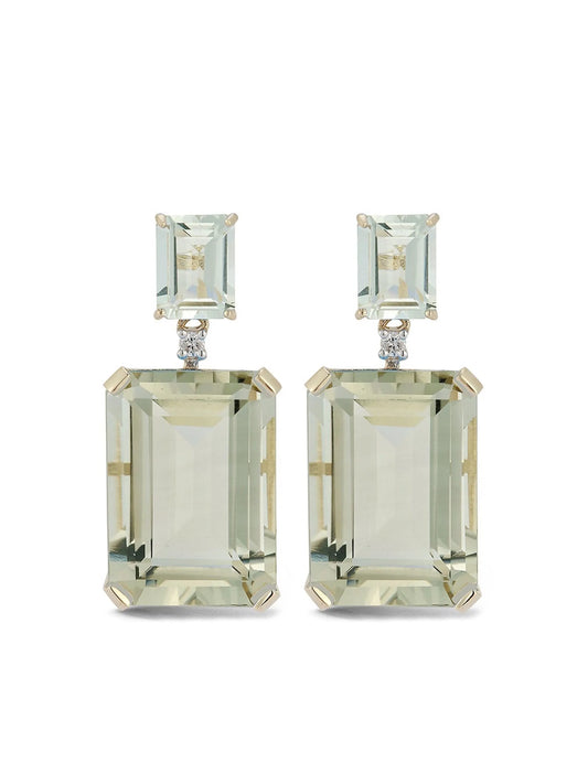 14kt yellow gold amethyst and diamond drop earrings