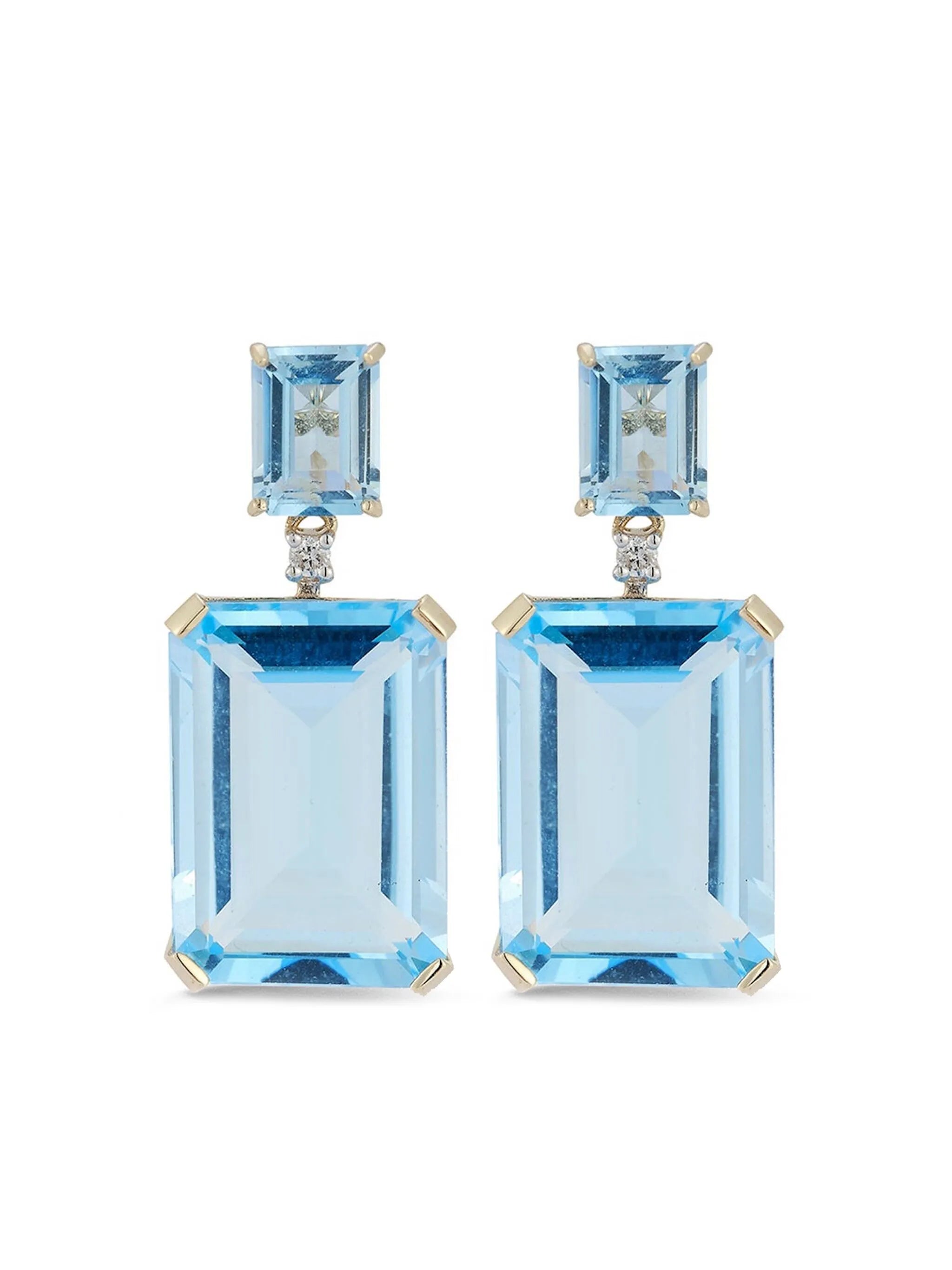 14kt yellow gold blue topaz drop earrings