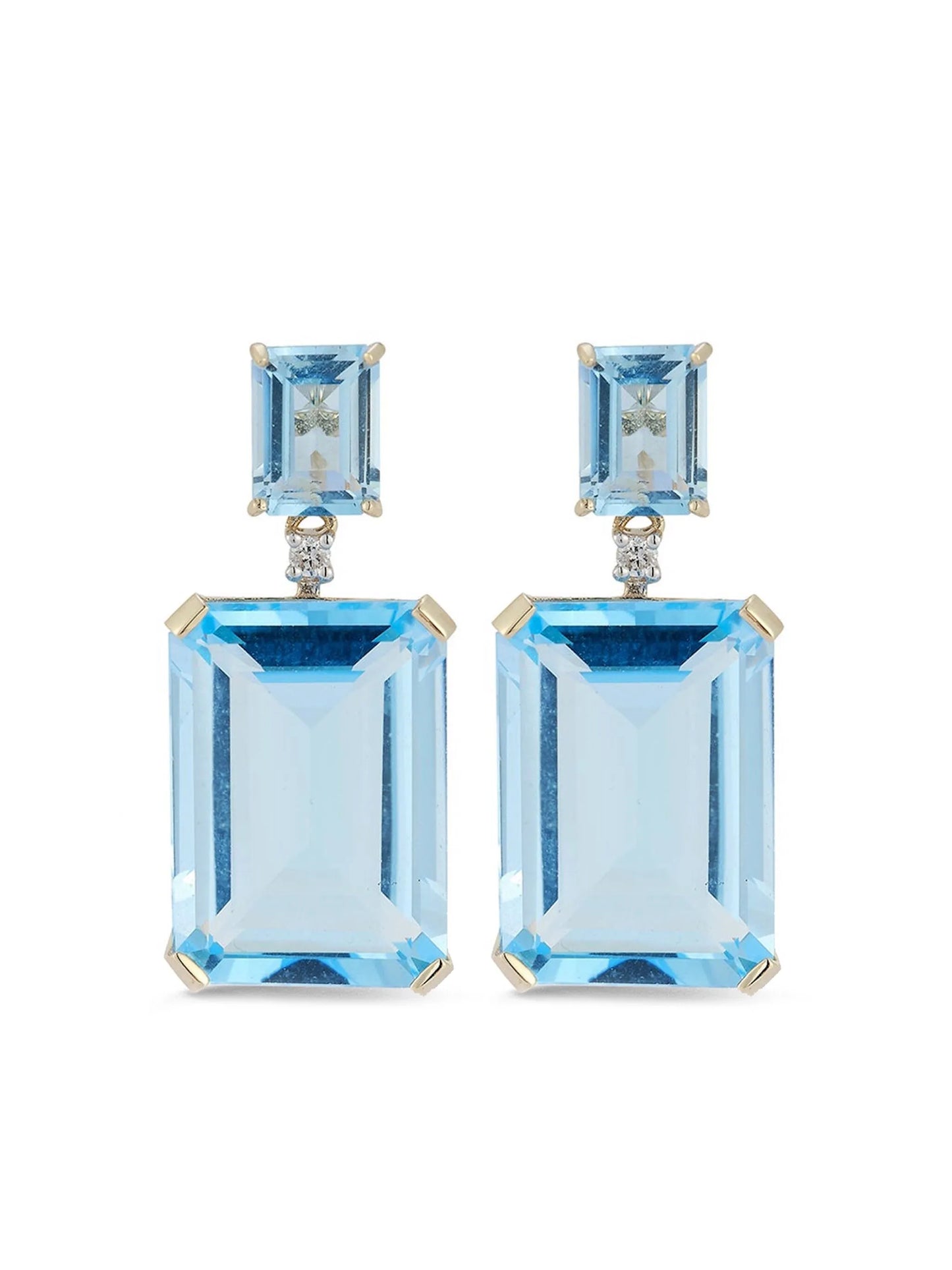 14kt yellow gold blue topaz drop earrings