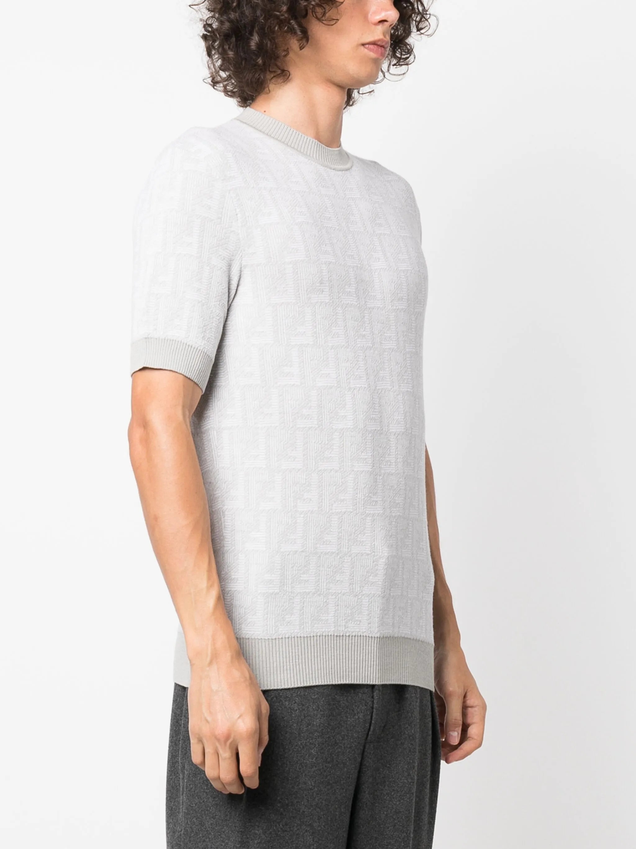 Fendi Shadow-intarsia knit T-shirt