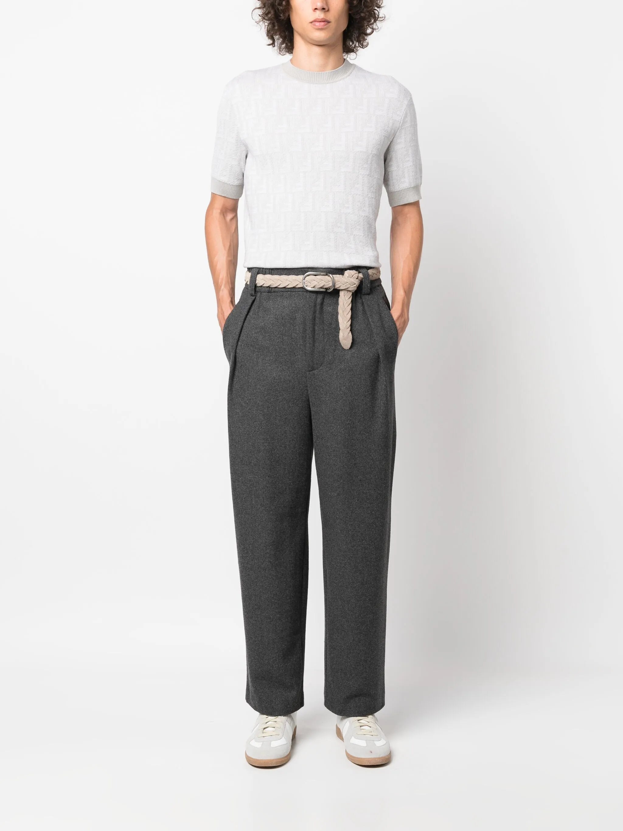Fendi Shadow-intarsia knit T-shirt