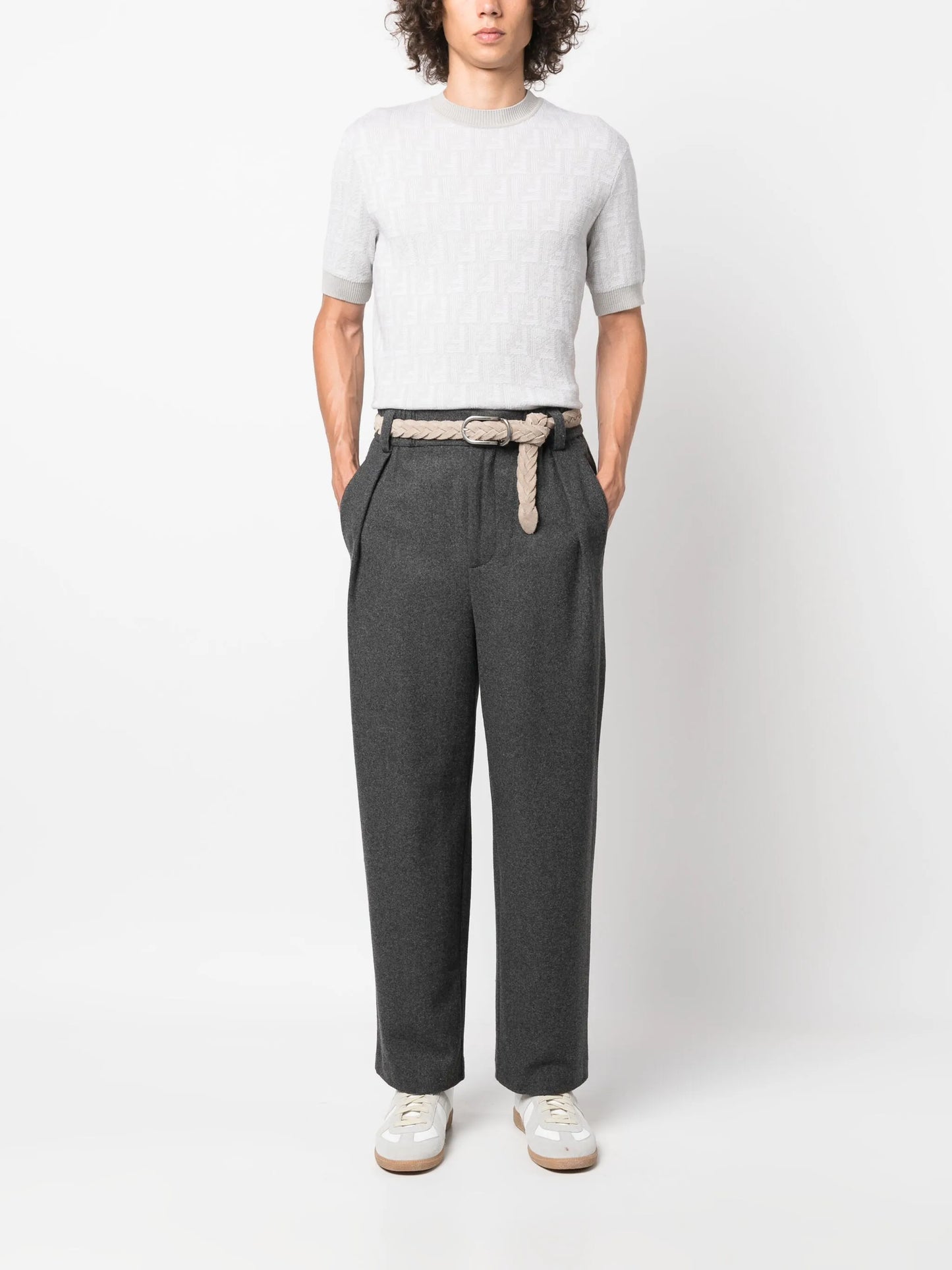 Fendi Shadow-intarsia knit T-shirt