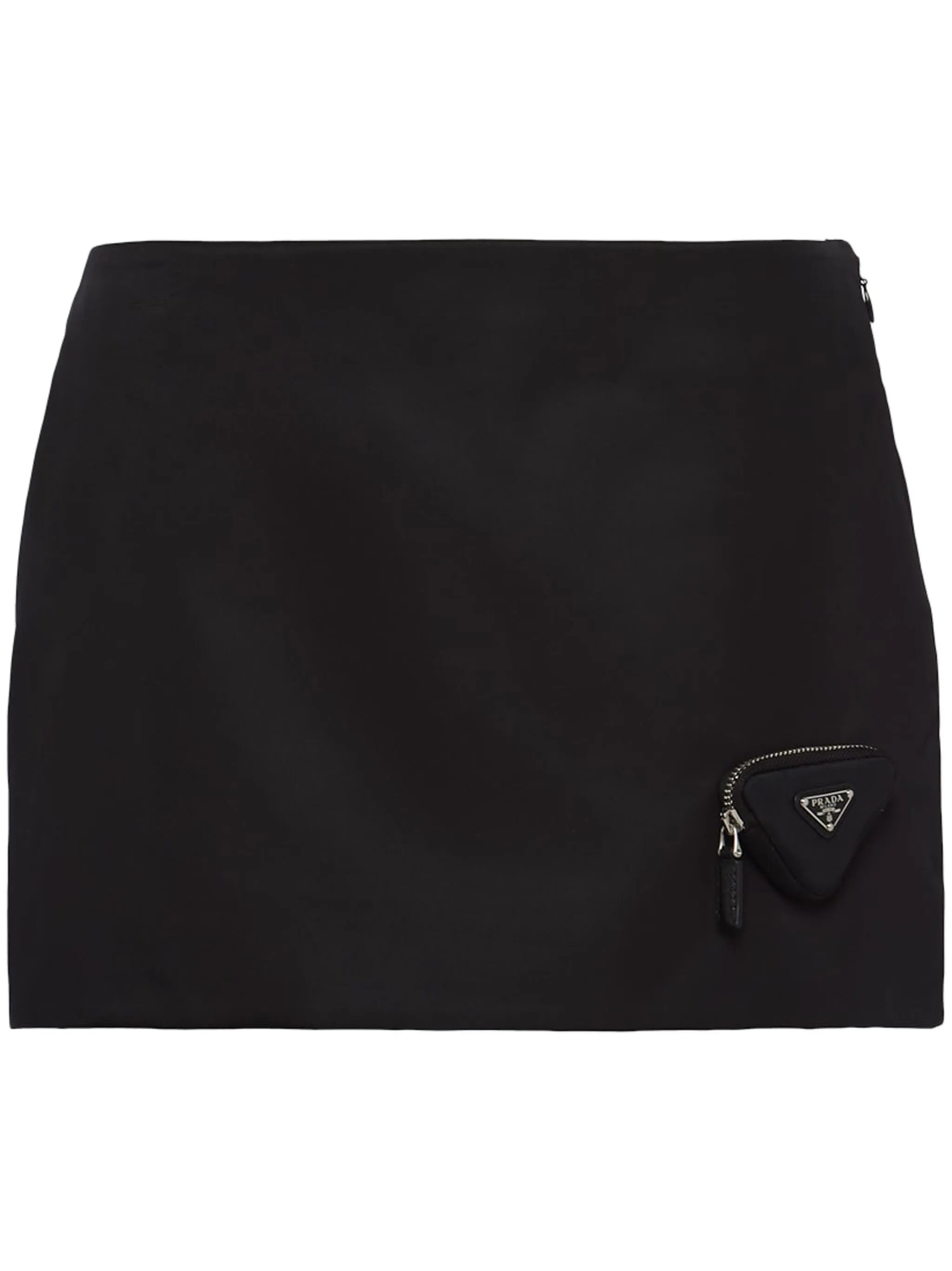Re-Nylon pouch-embellished mini skirt