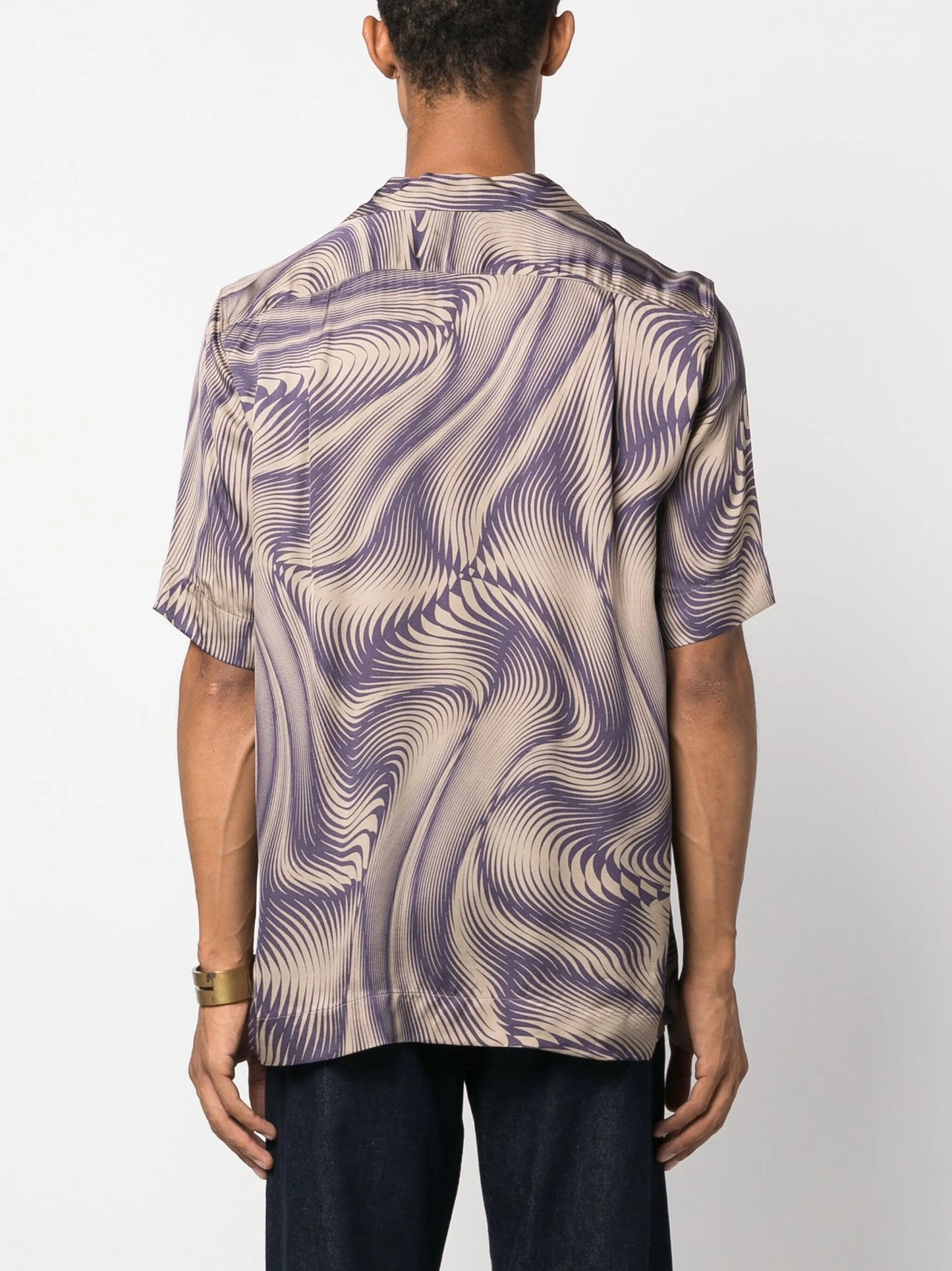 abstract-pattern print notched-collar shirt