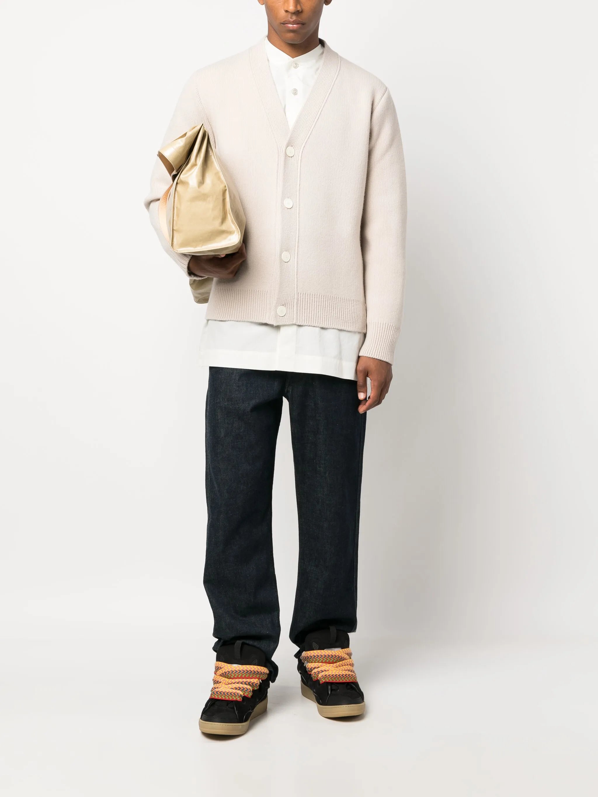 V-neck wool-cashmere cardigan
