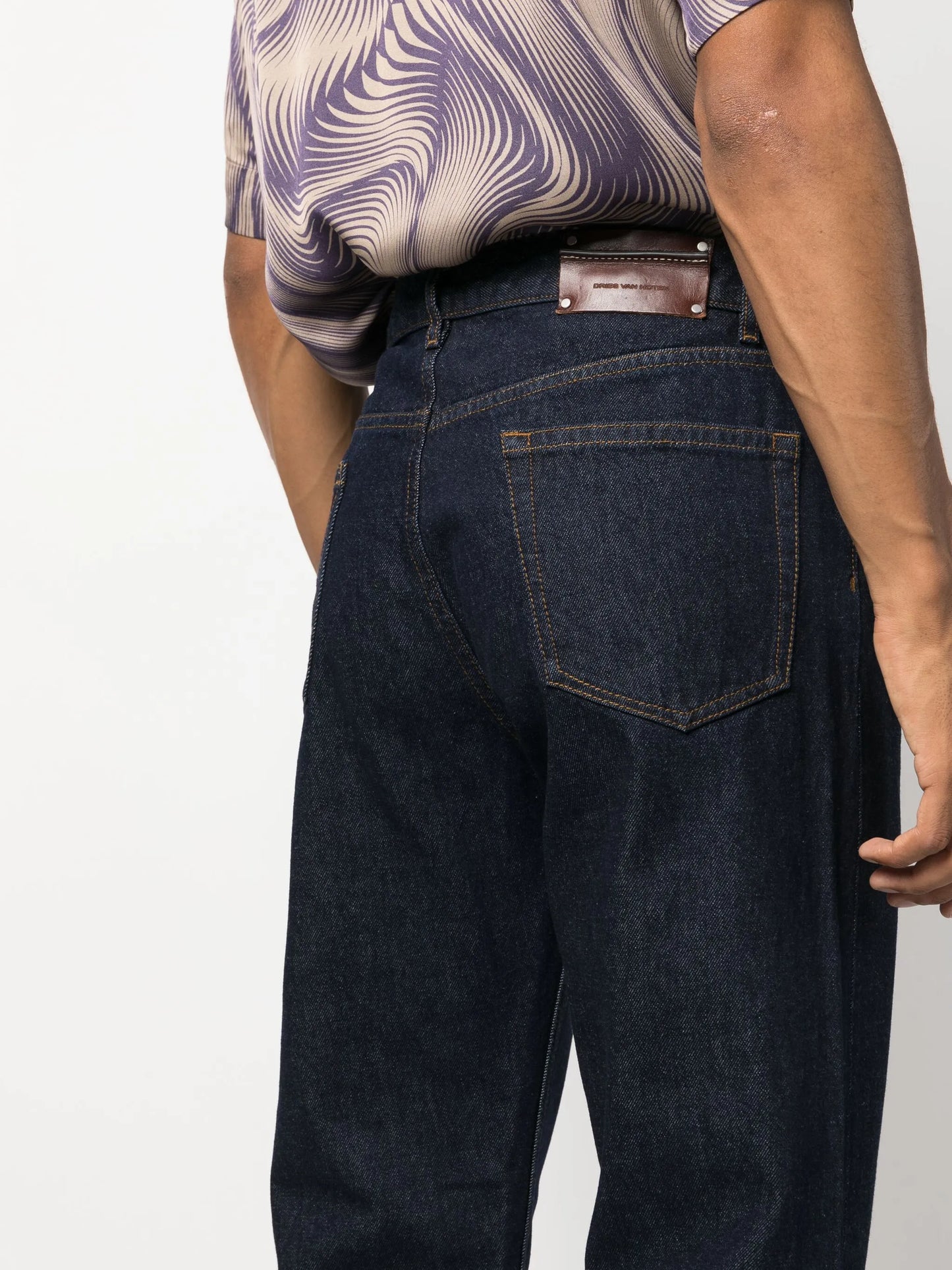 logo-patch cotton straight-leg jeans