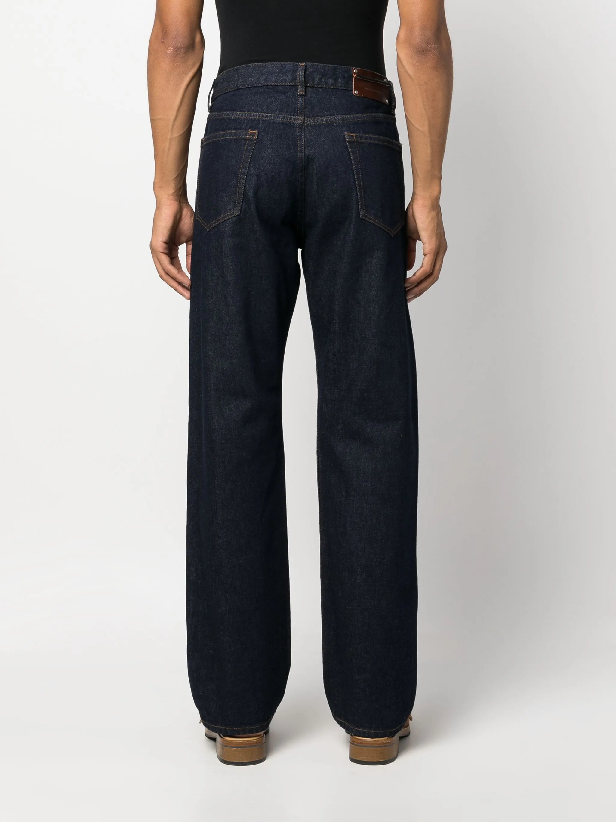 logo-patch cotton straight-leg jeans