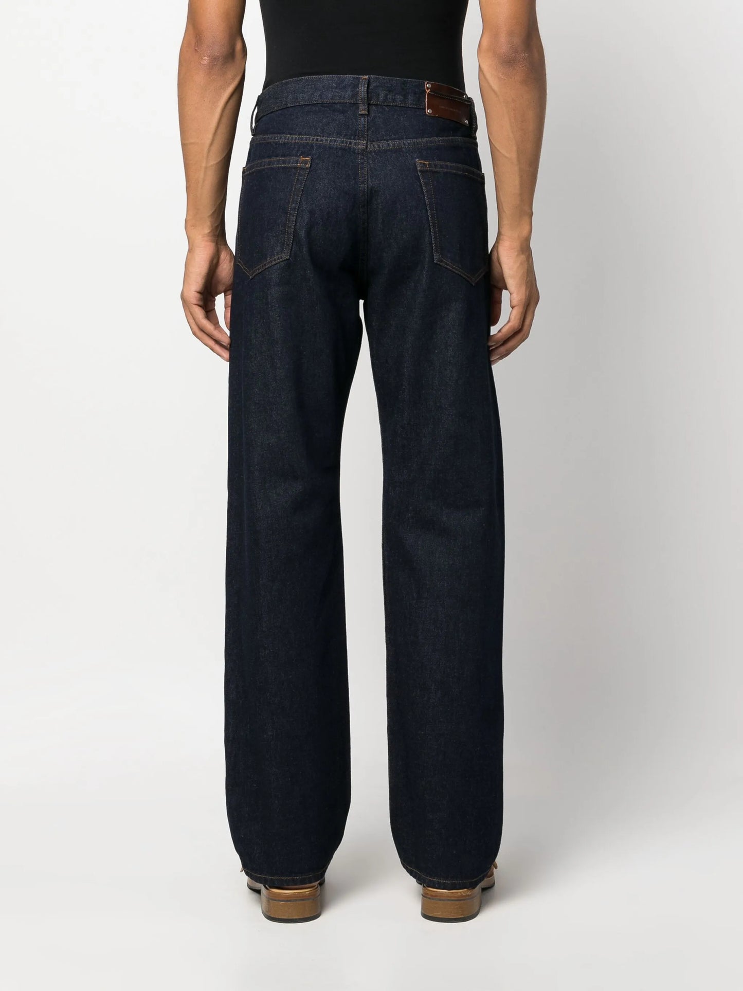 logo-patch cotton straight-leg jeans