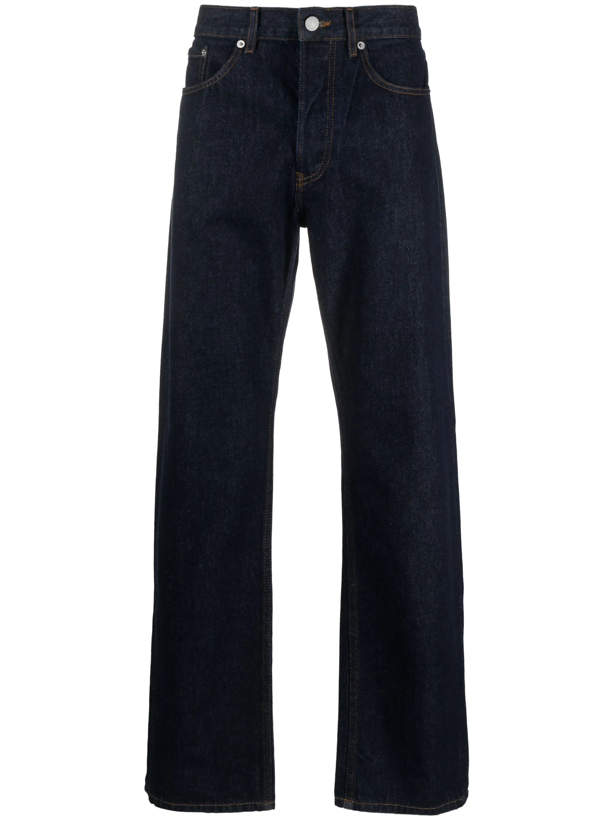 logo-patch cotton straight-leg jeans