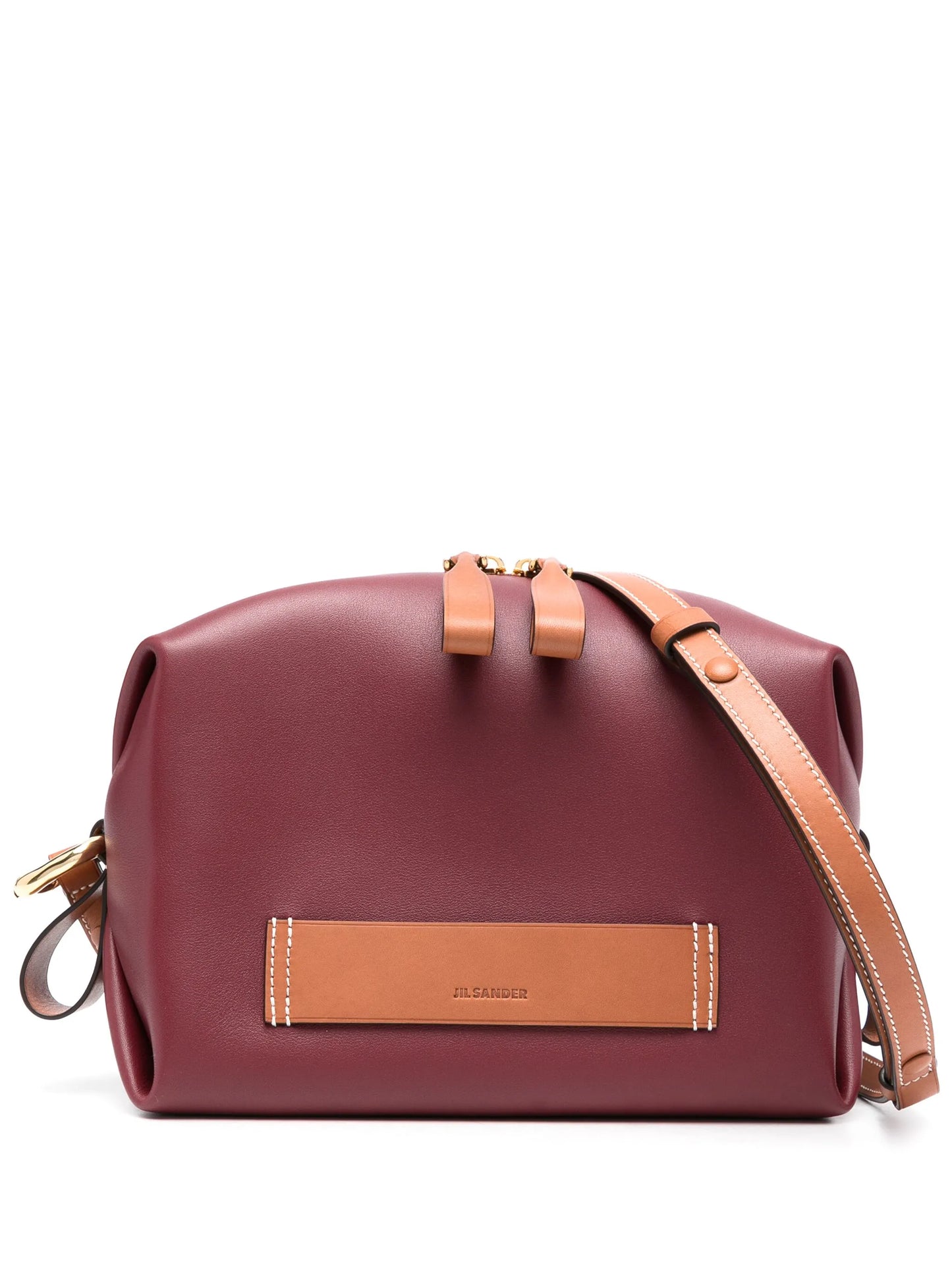 logo-patch leather crossbody bag