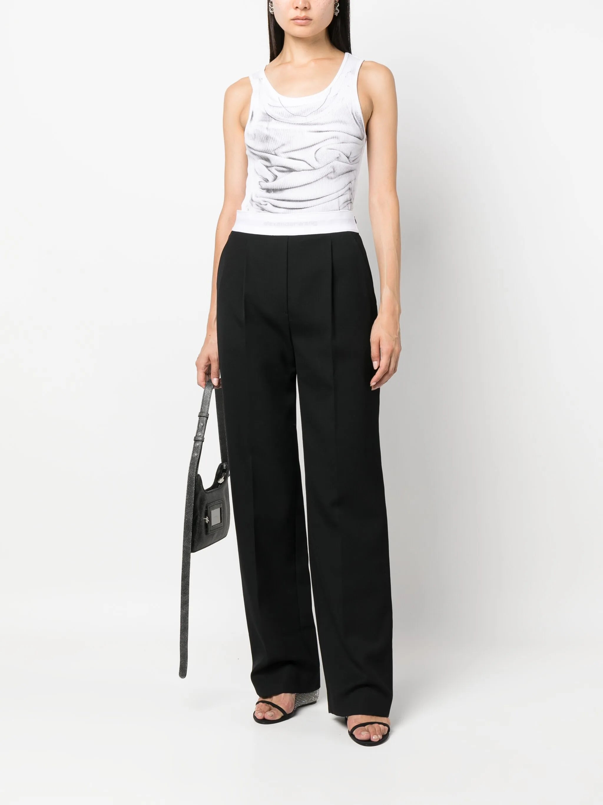 logo-waistband straight-leg trousers