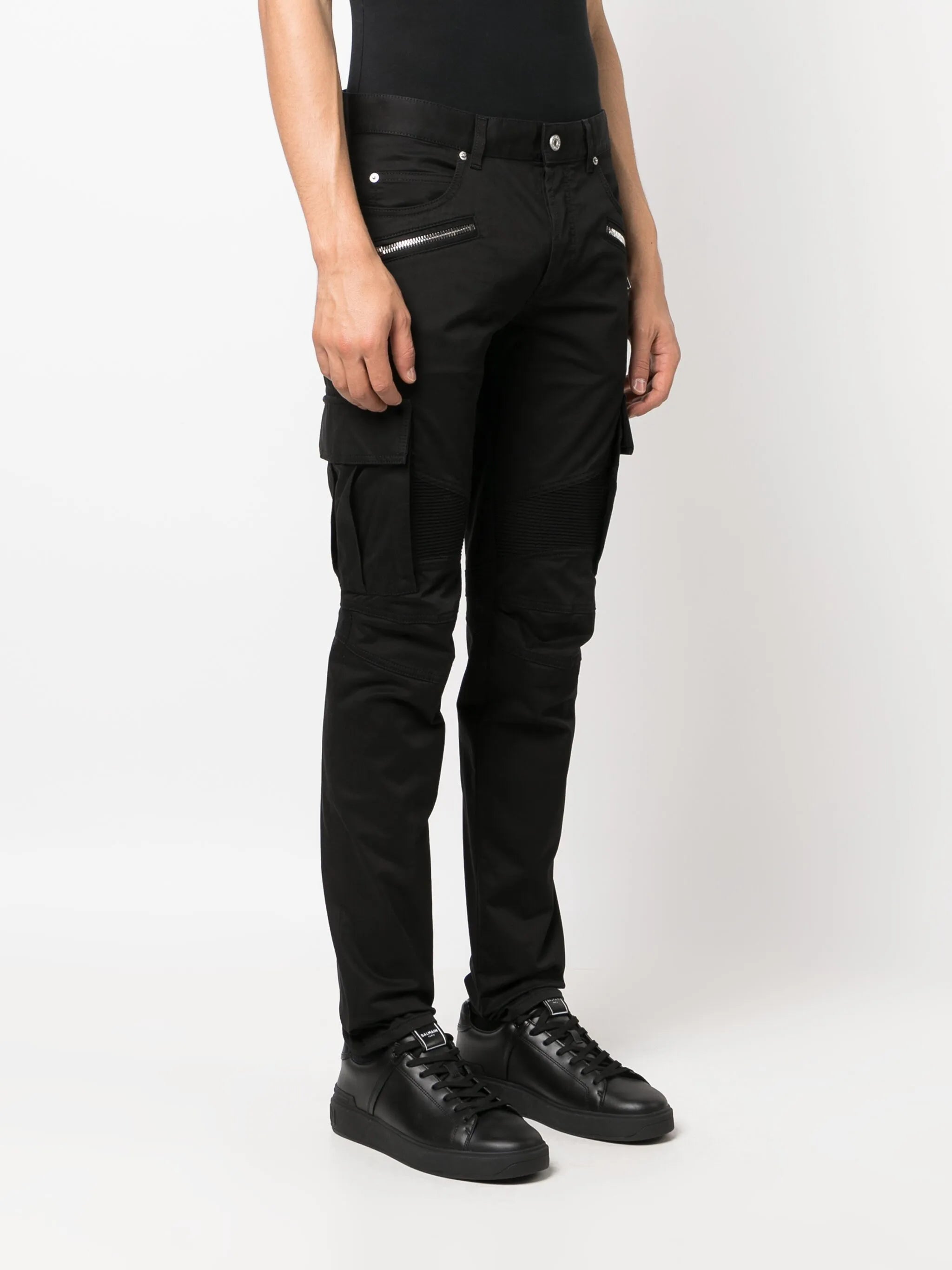 zip-detail skinny-leg trousers