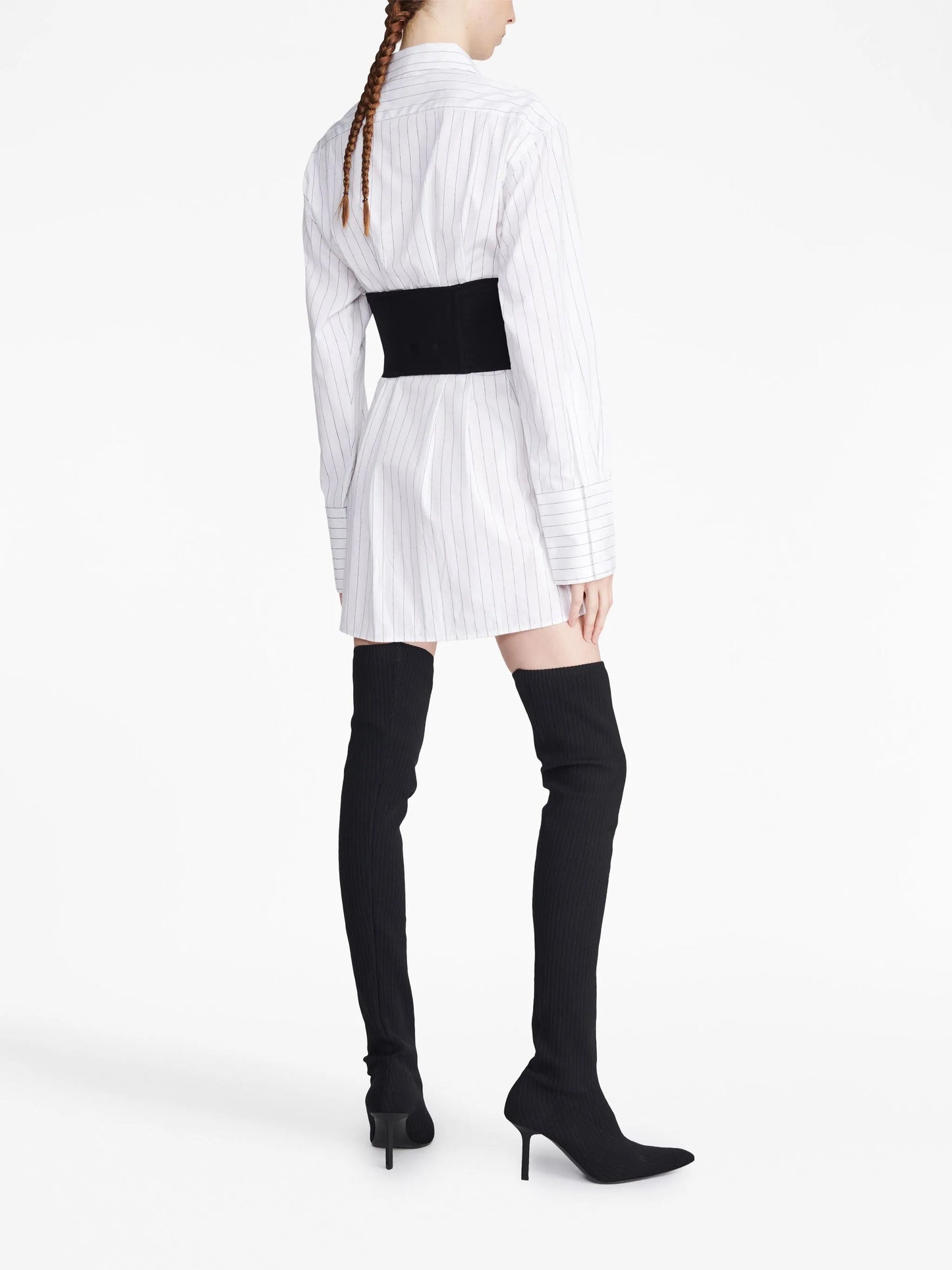 zipped corset-waistline shirt dress