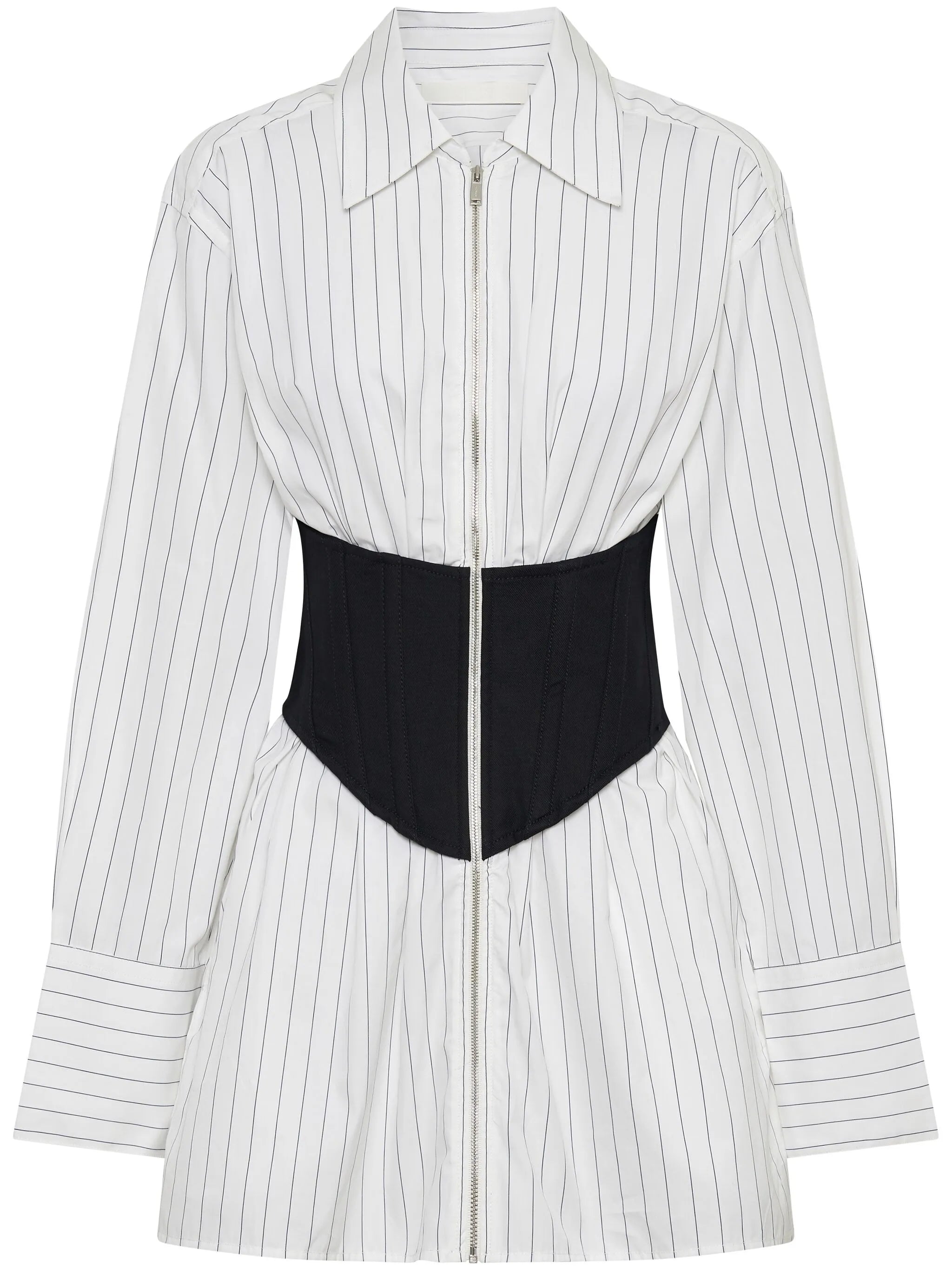 zipped corset-waistline shirt dress