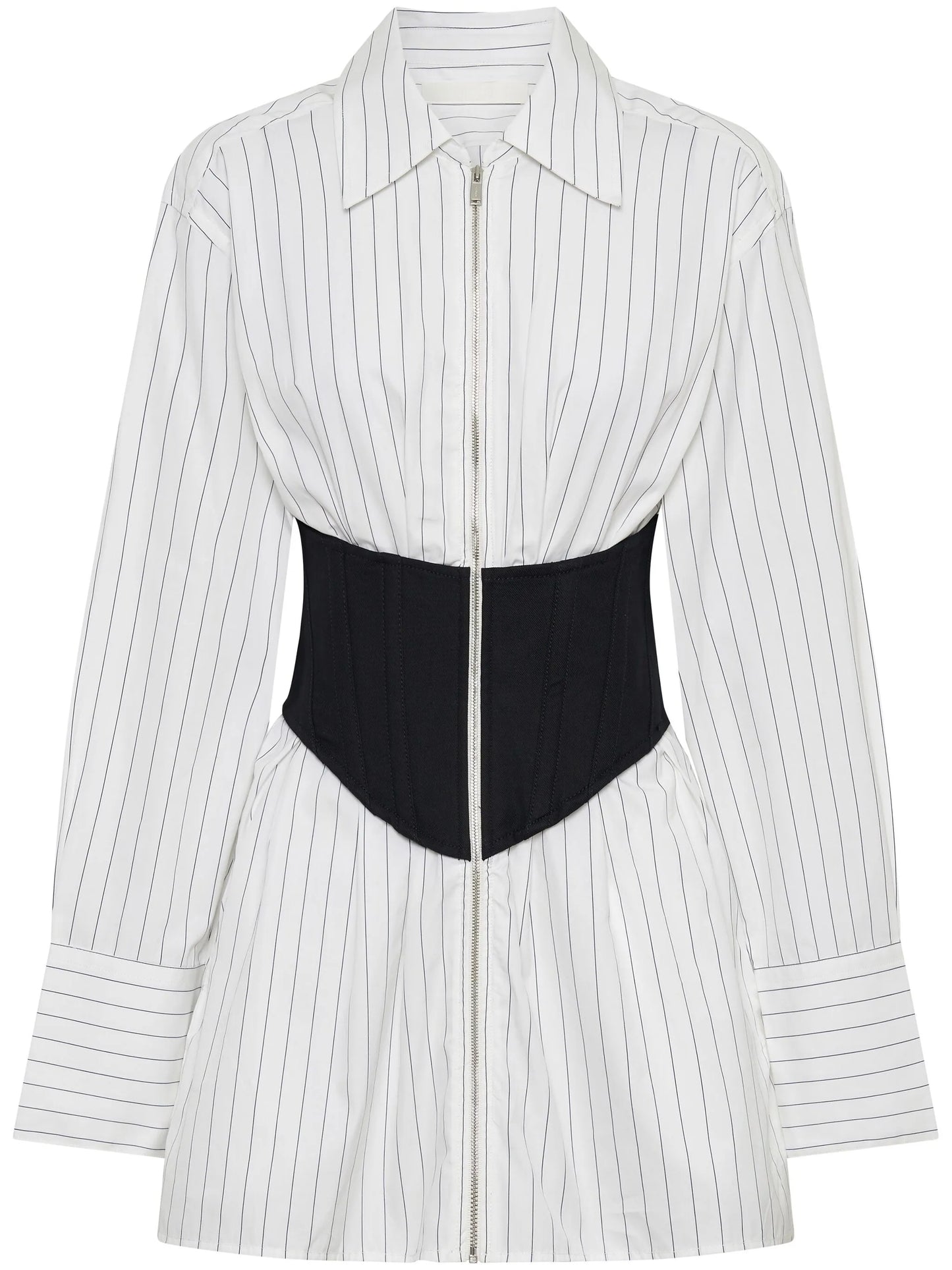 zipped corset-waistline shirt dress