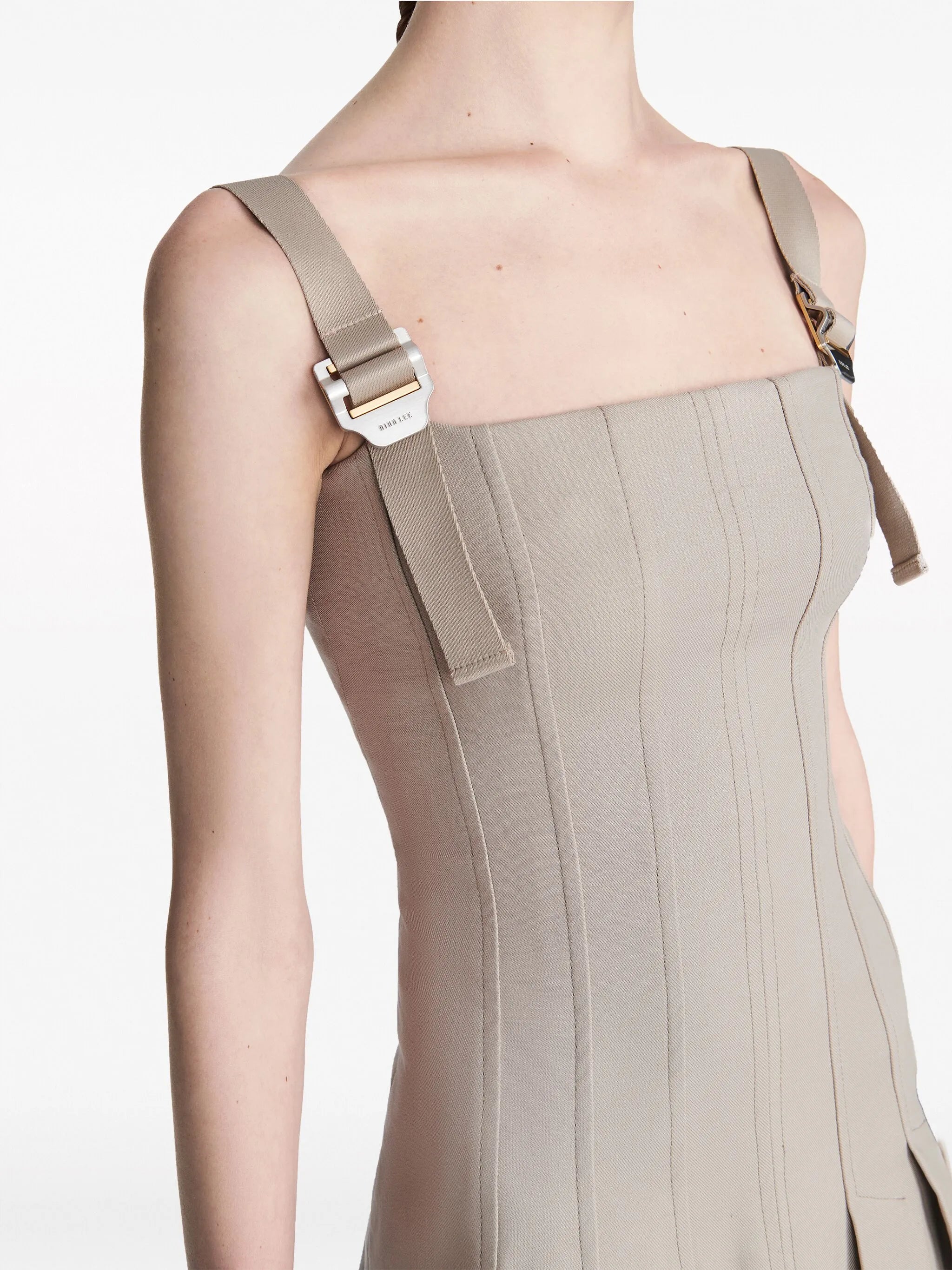buckle-detail pleated minidress