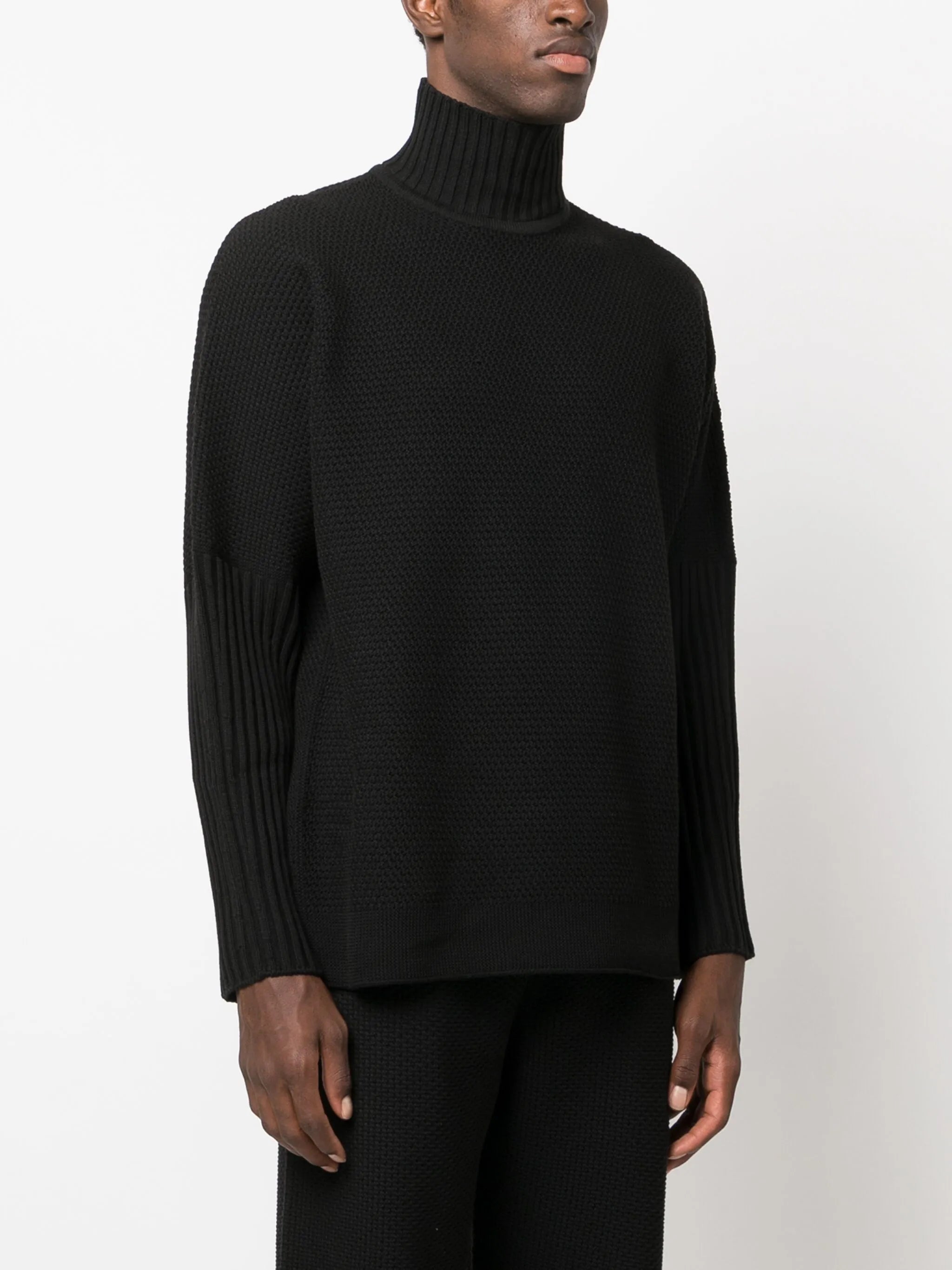 high-neck knitted jumper