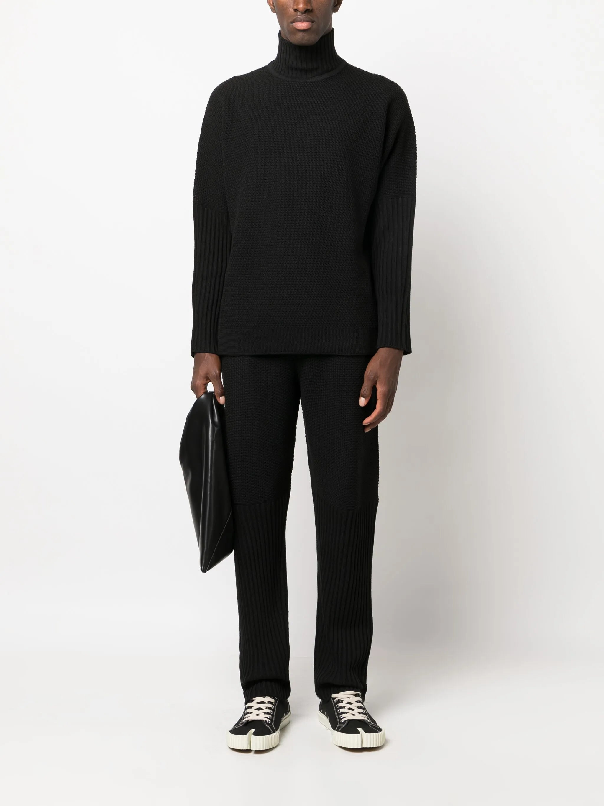 high-neck knitted jumper