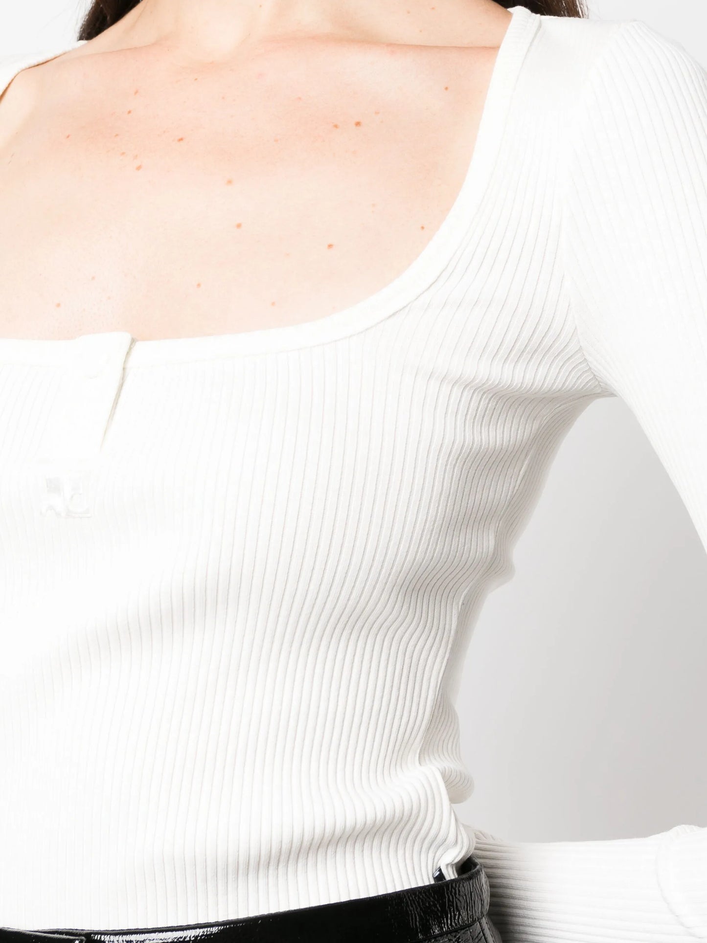 logo-patch ribbed cotton bodysuit