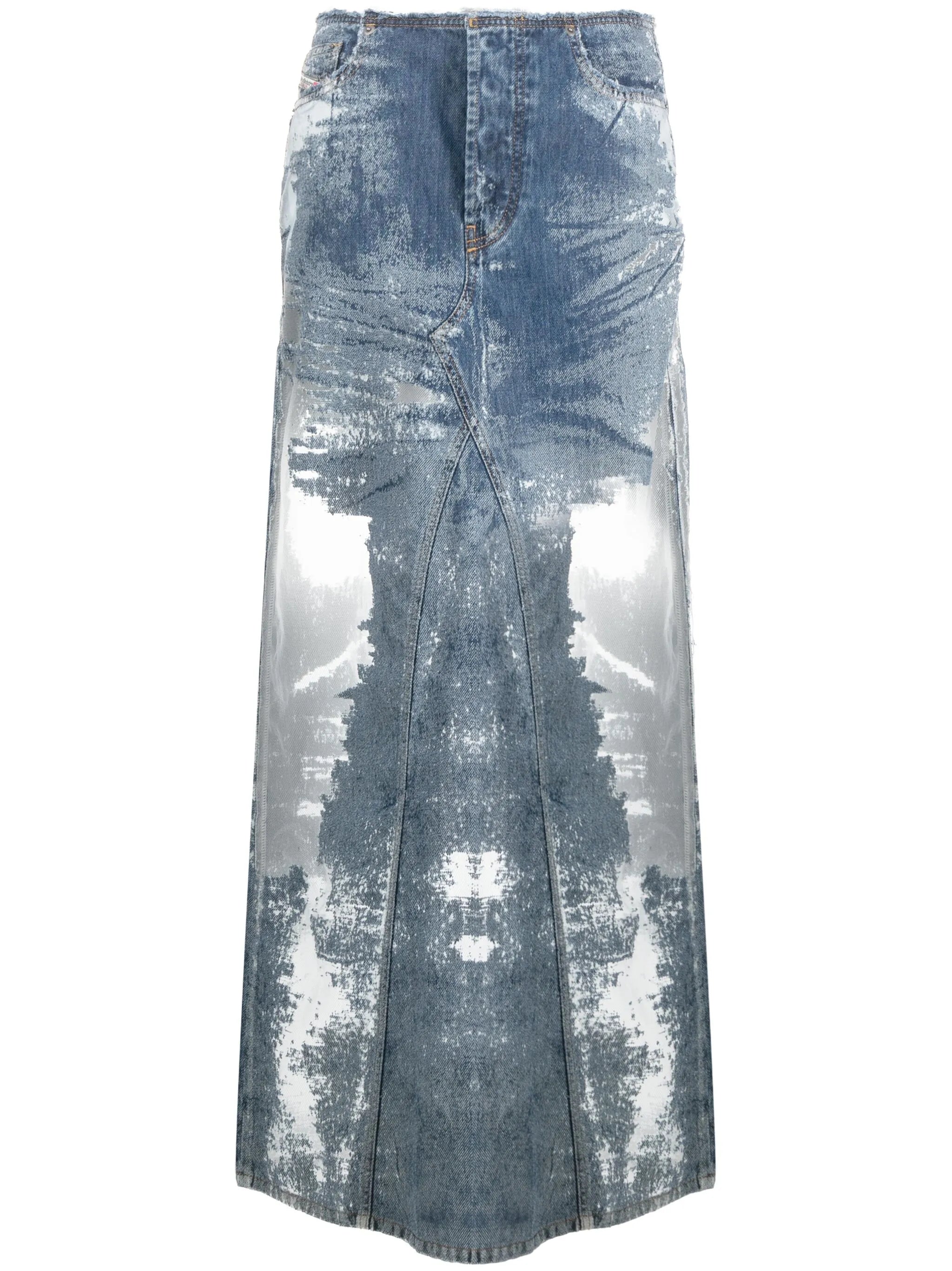 De-Pago-Fsd2 semi-sheer panelled denim skirt