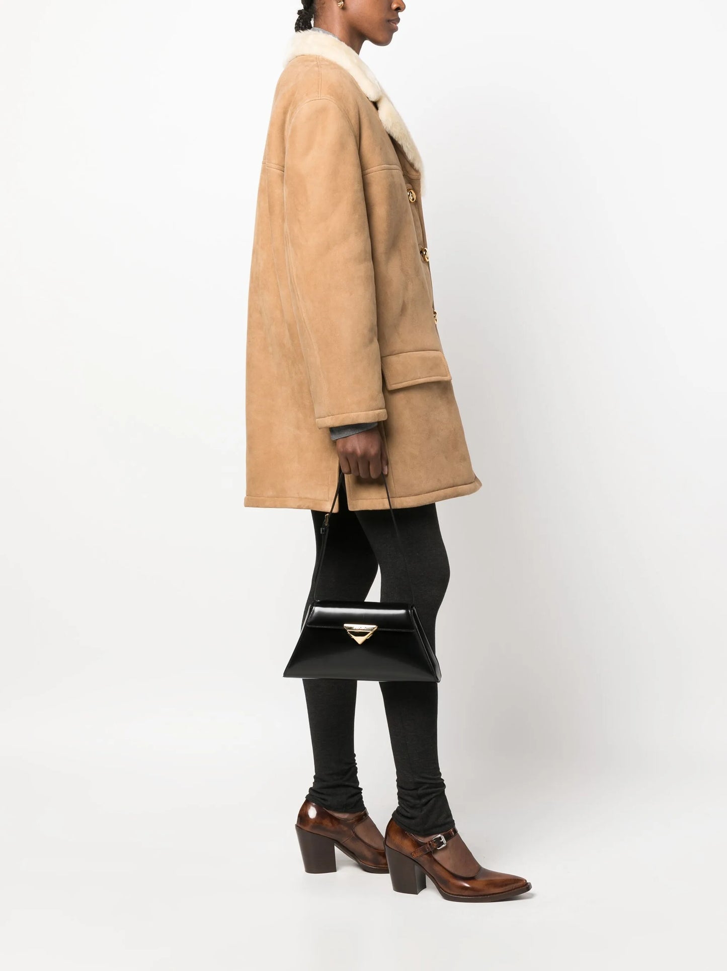 triangle-logo leather shoulder bag