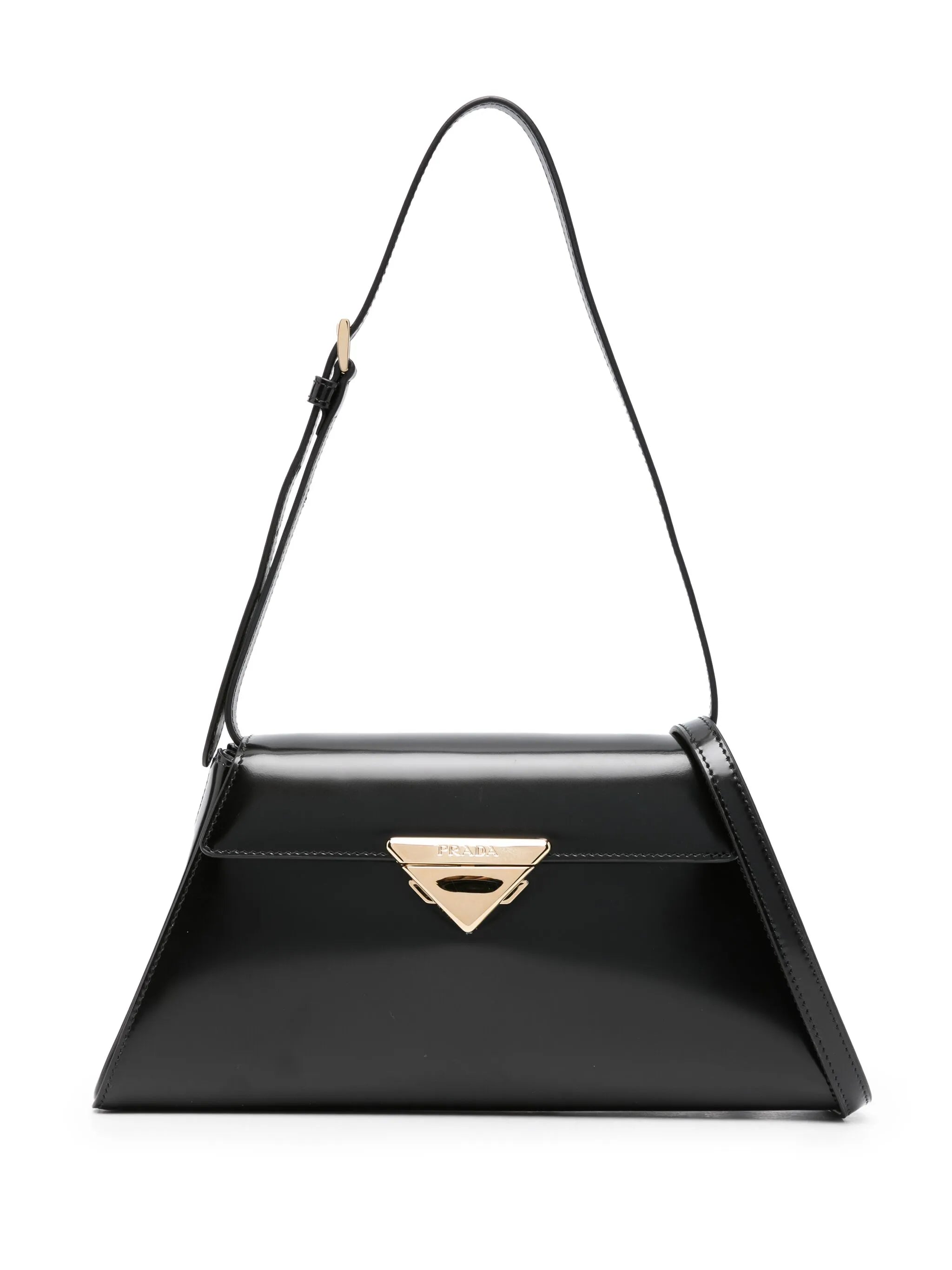 triangle-logo leather shoulder bag