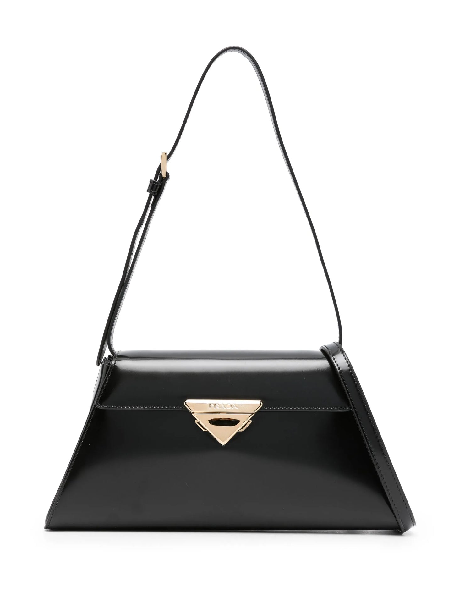 triangle-logo leather shoulder bag